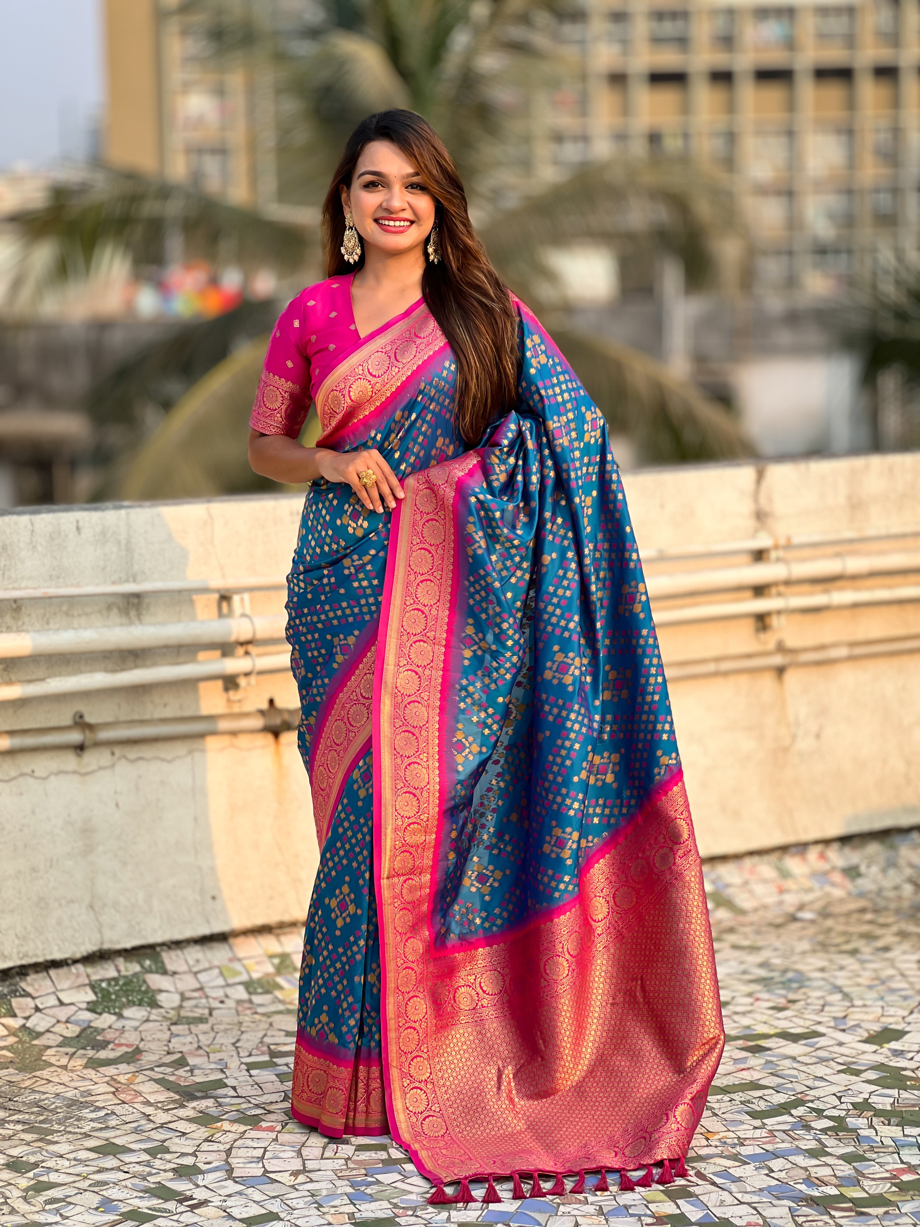 SKY BLUE PATOLA SILK SAREE