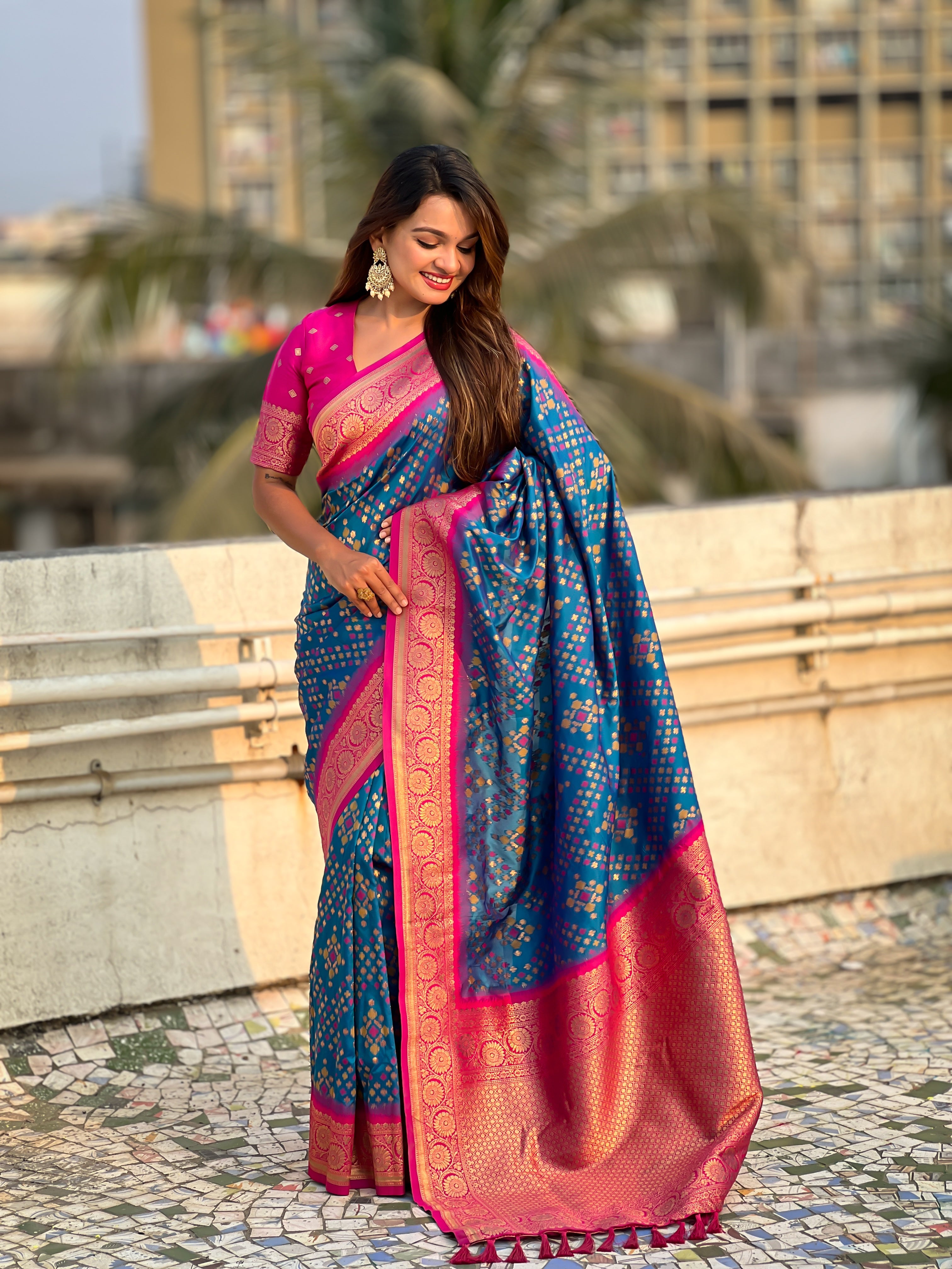 SKY BLUE PATOLA SILK SAREE