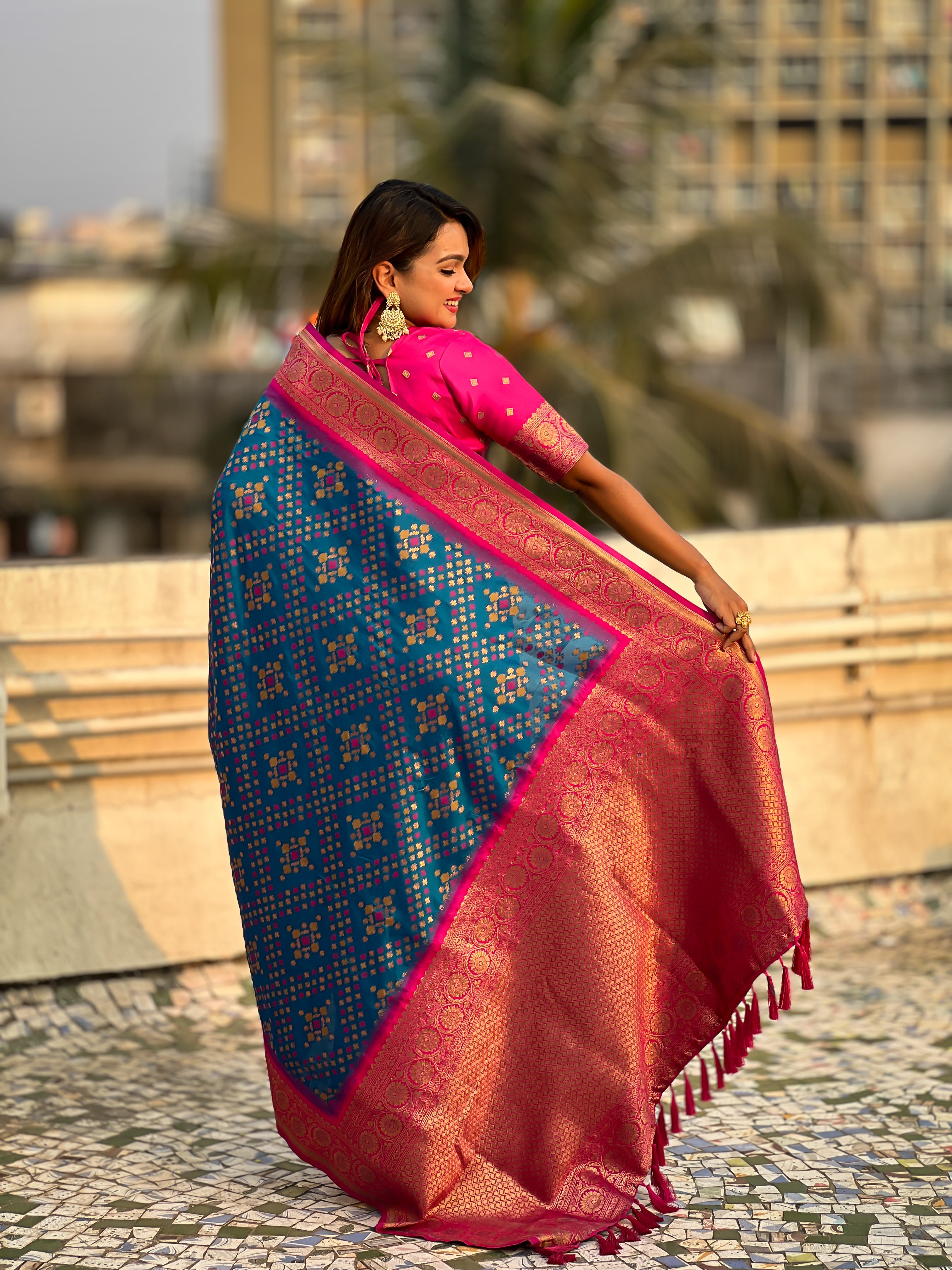 SKY BLUE PATOLA SILK SAREE