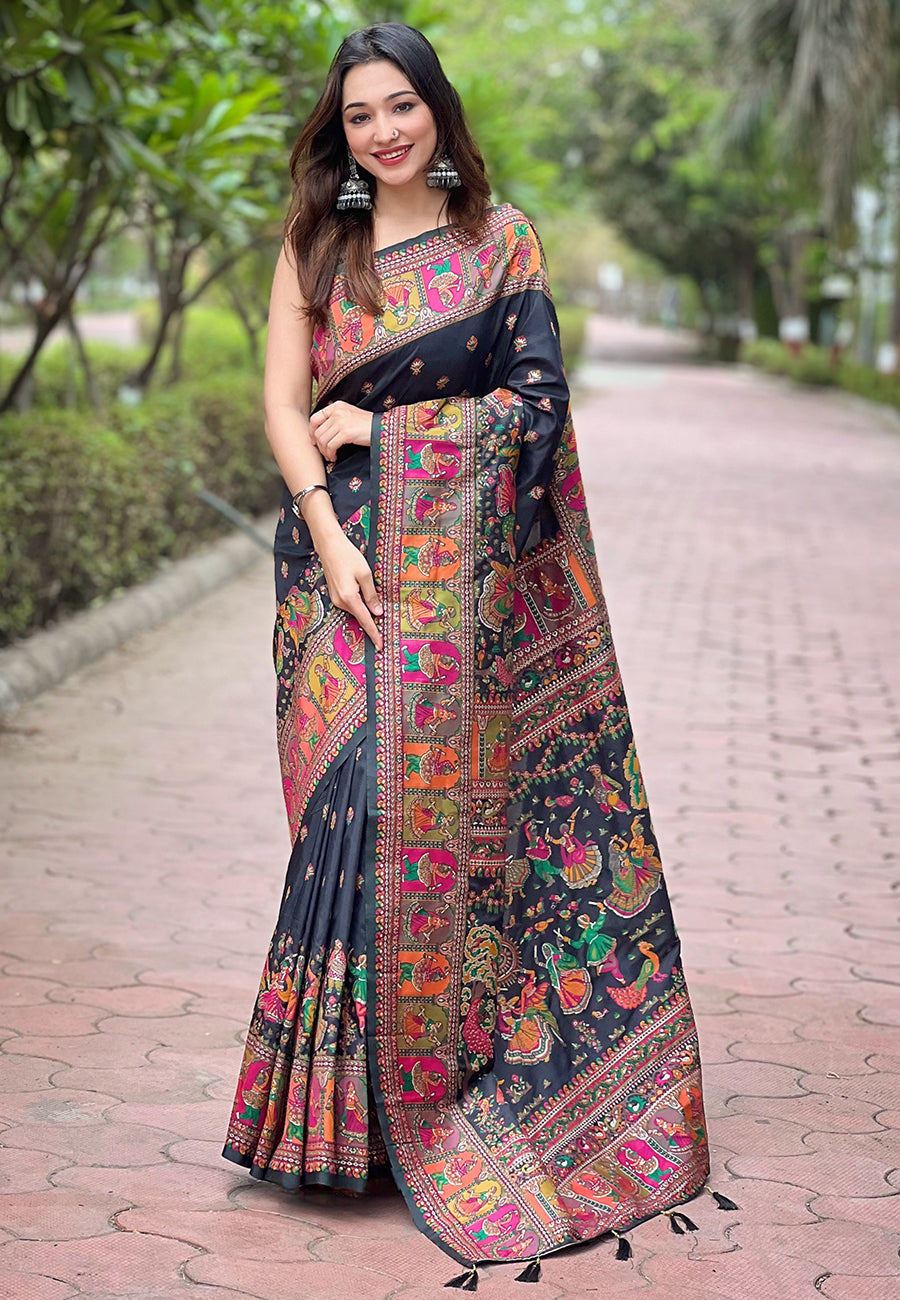Black Pashmina Saree