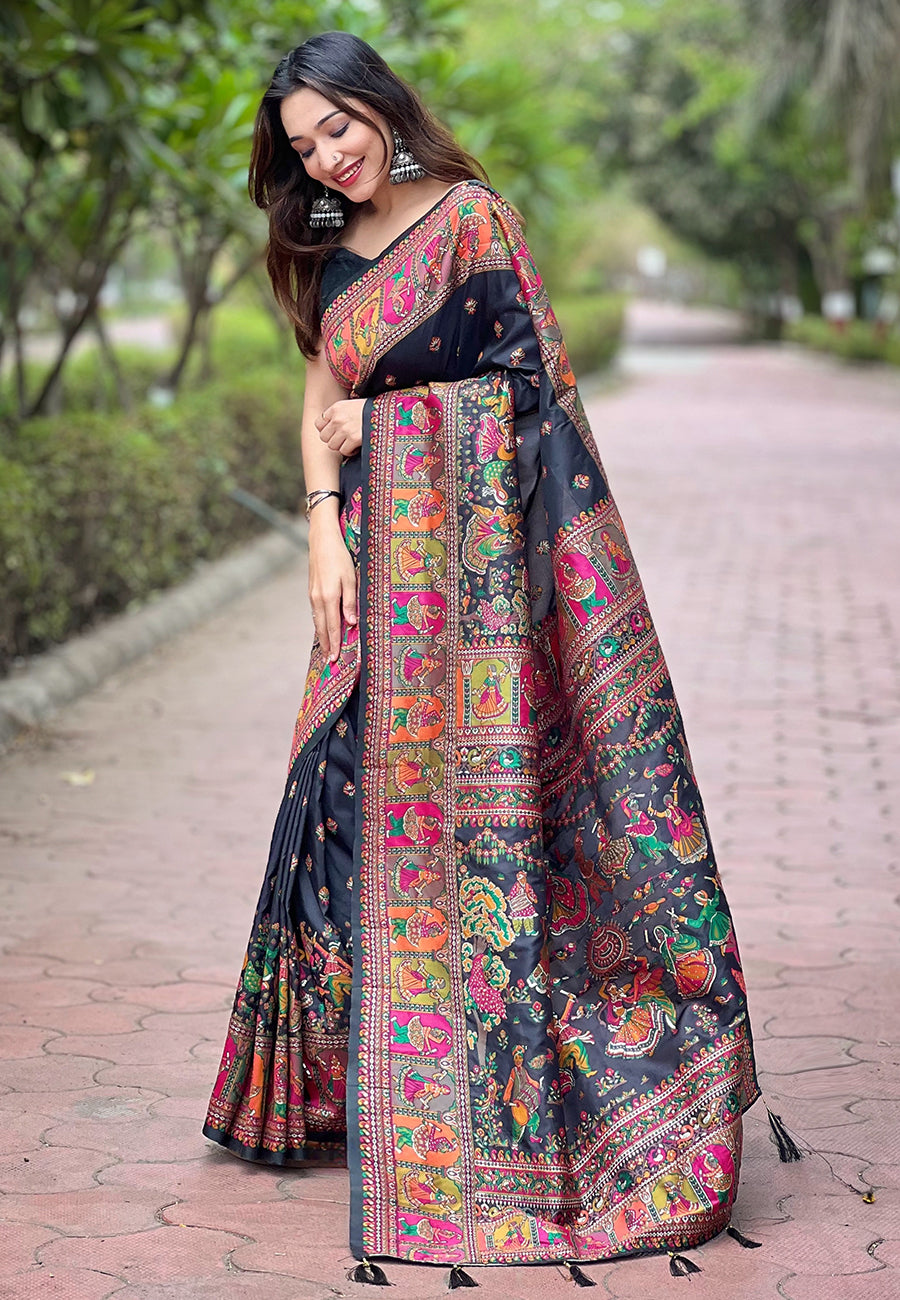 Black Pashmina Saree