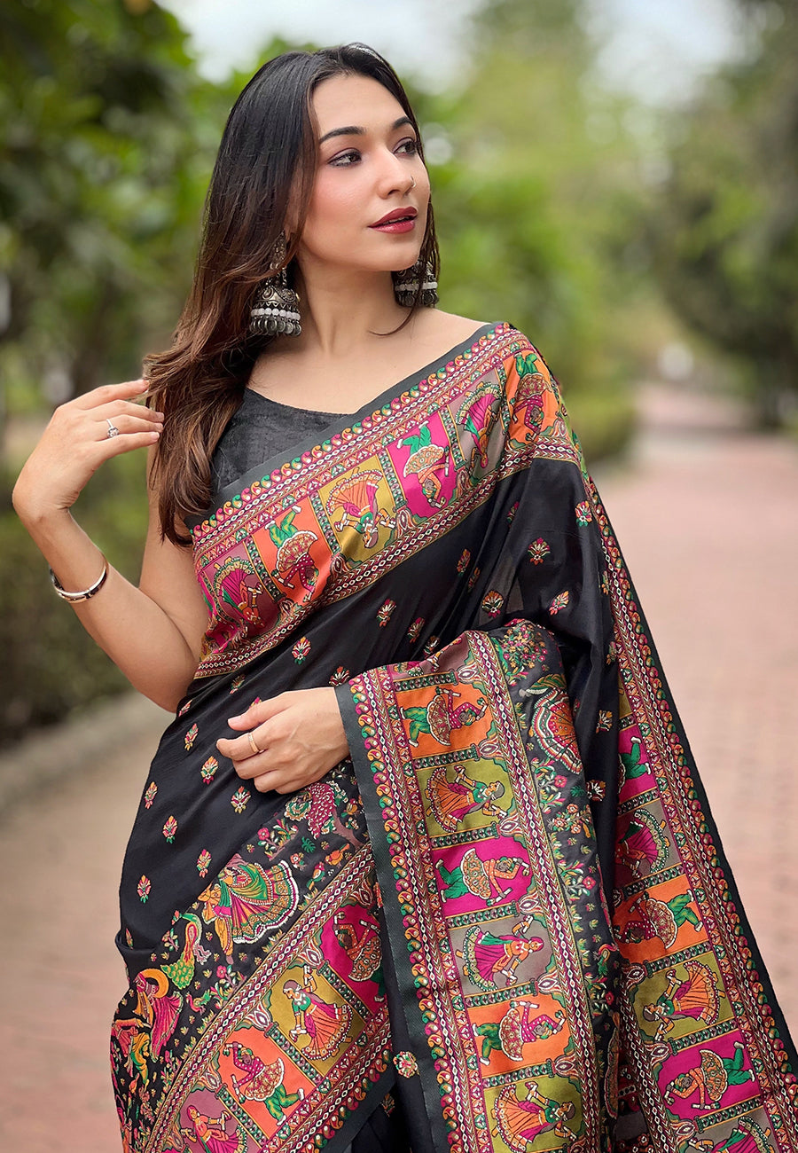 Black Pashmina Saree