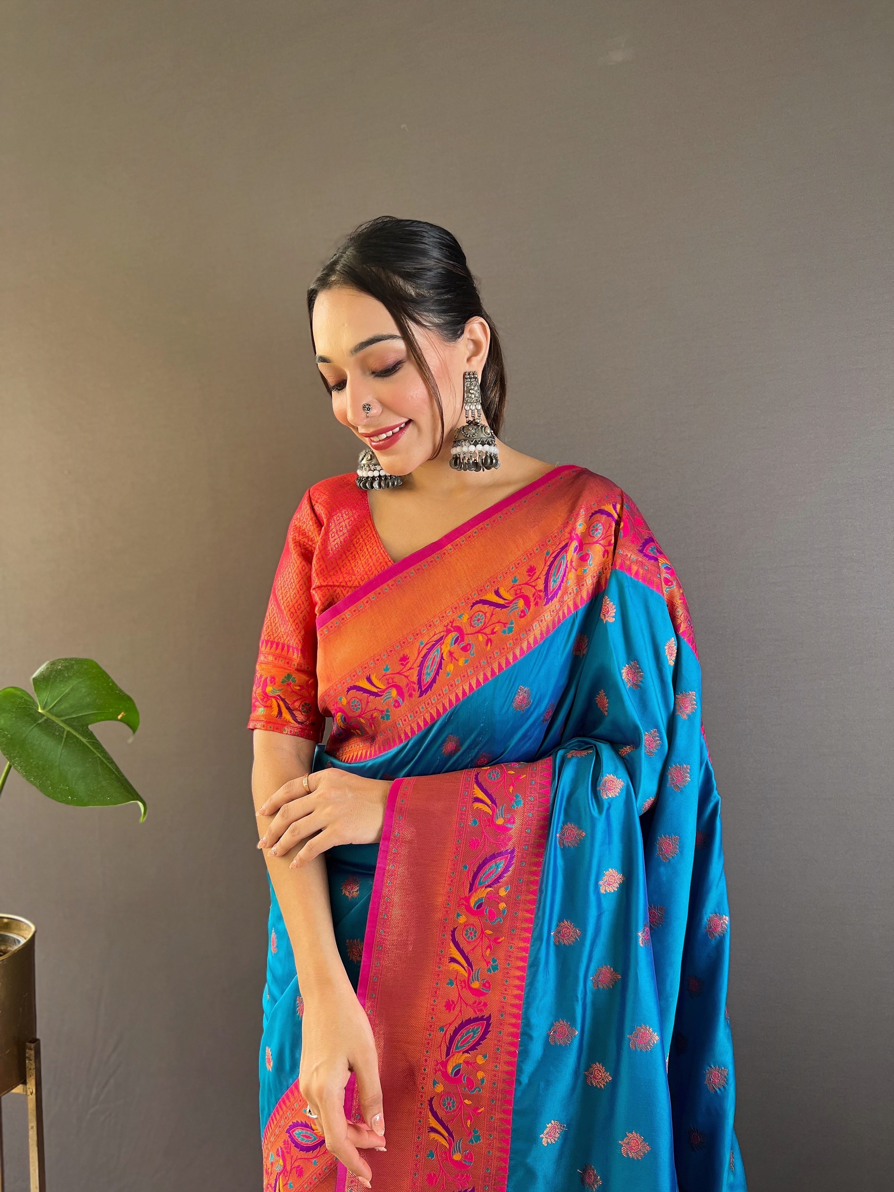 Sky Blue Paithani Silk Saree