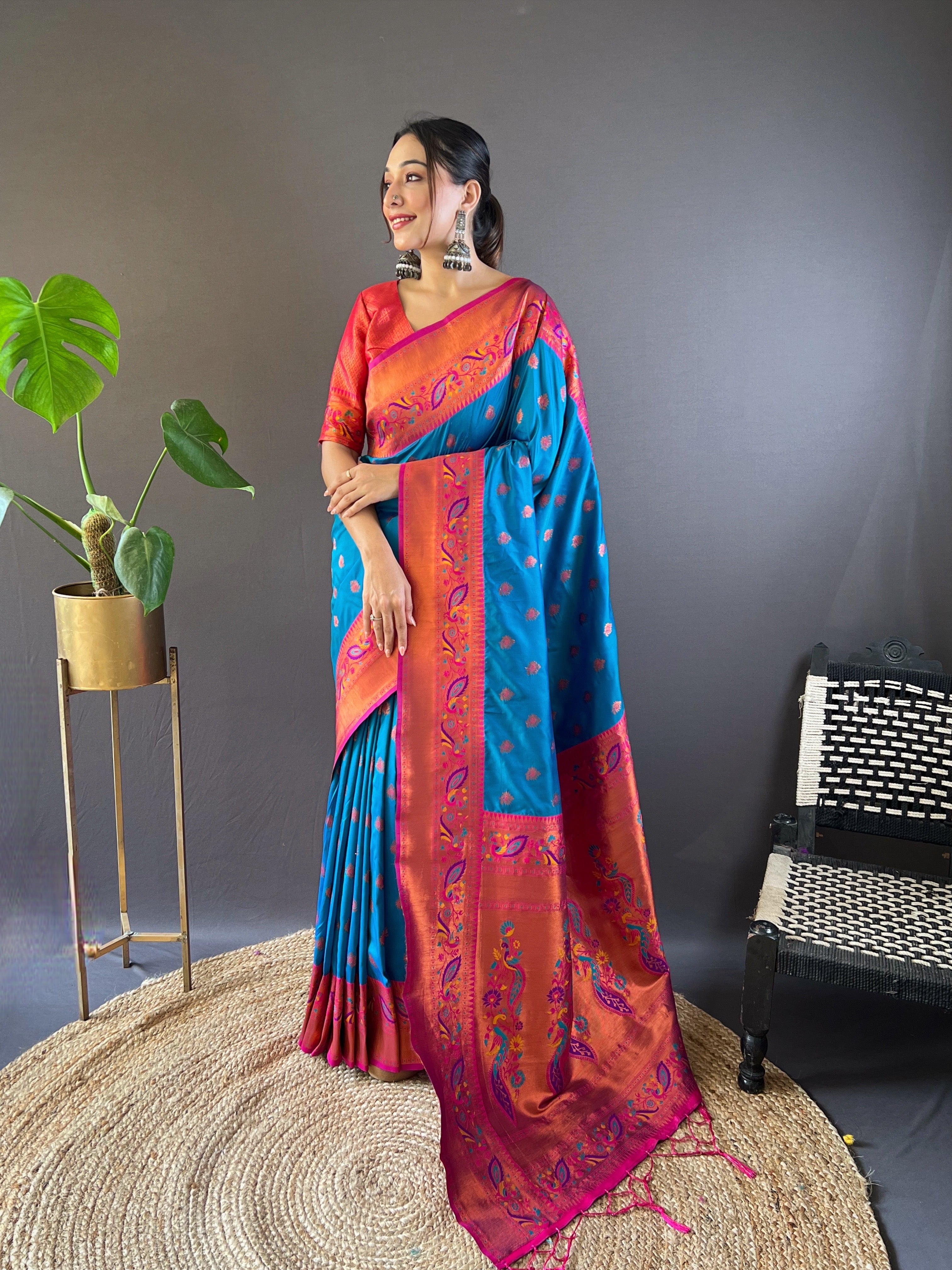 Sky Blue Paithani Silk Saree