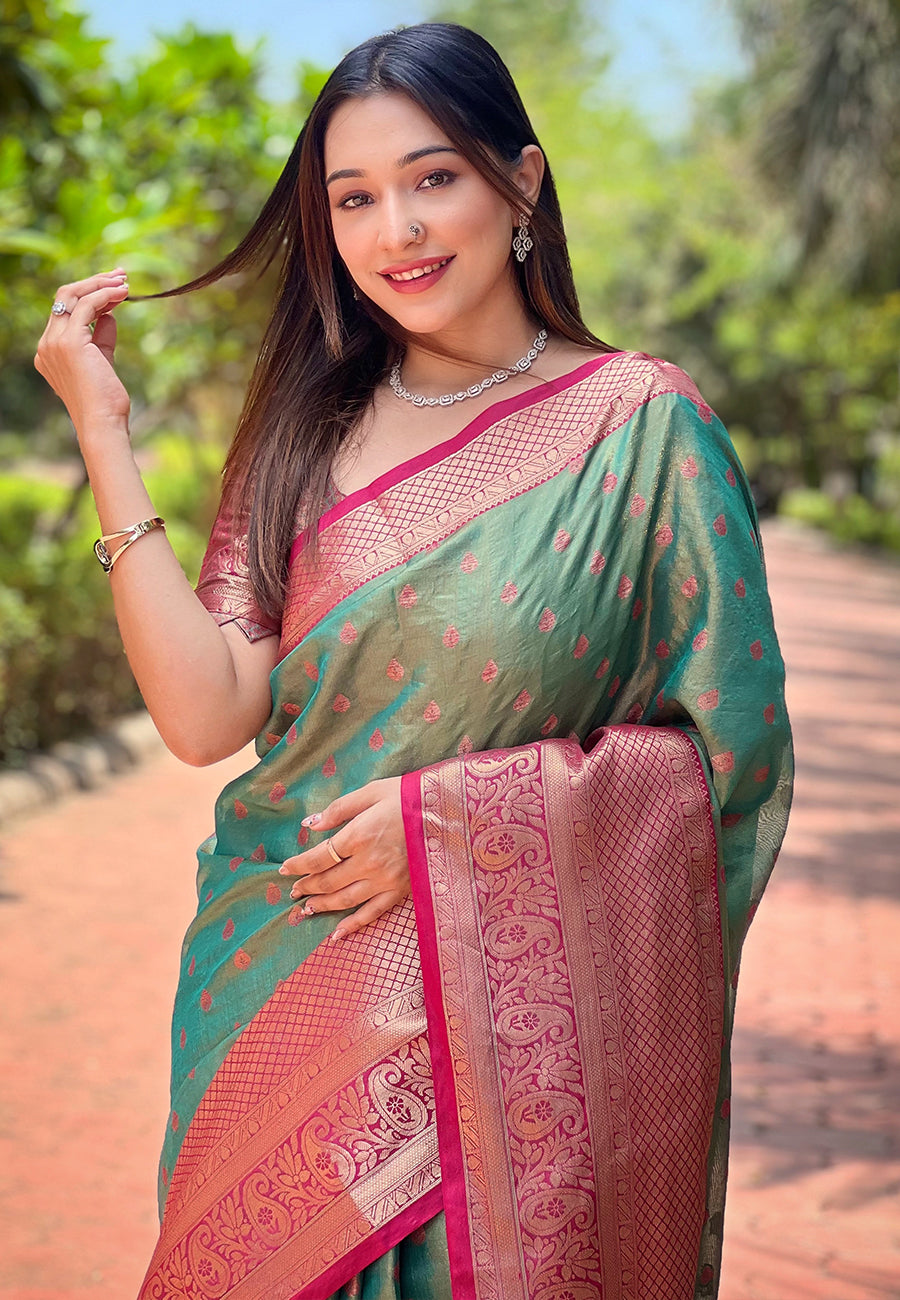 Forest Green Kanjivaram Saree