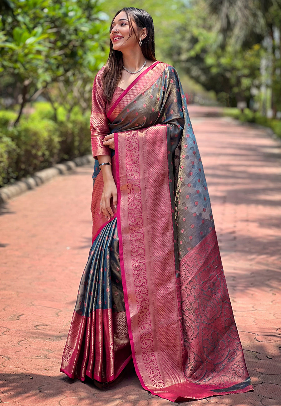 Navy Blue Kanjivaram Saree
