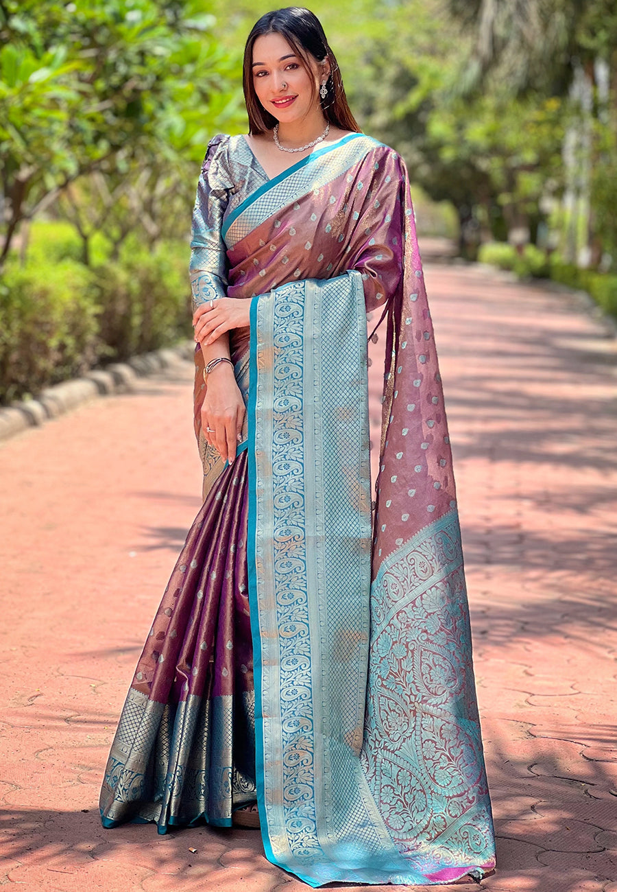 Wine Purple Kanjivaram Saree