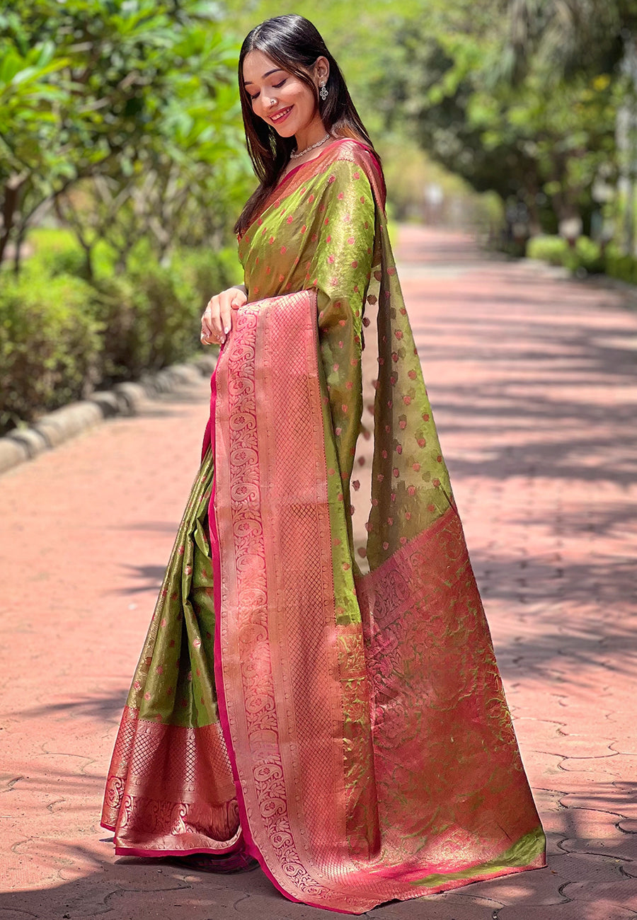 Mehendi Green Kanjivaram Saree