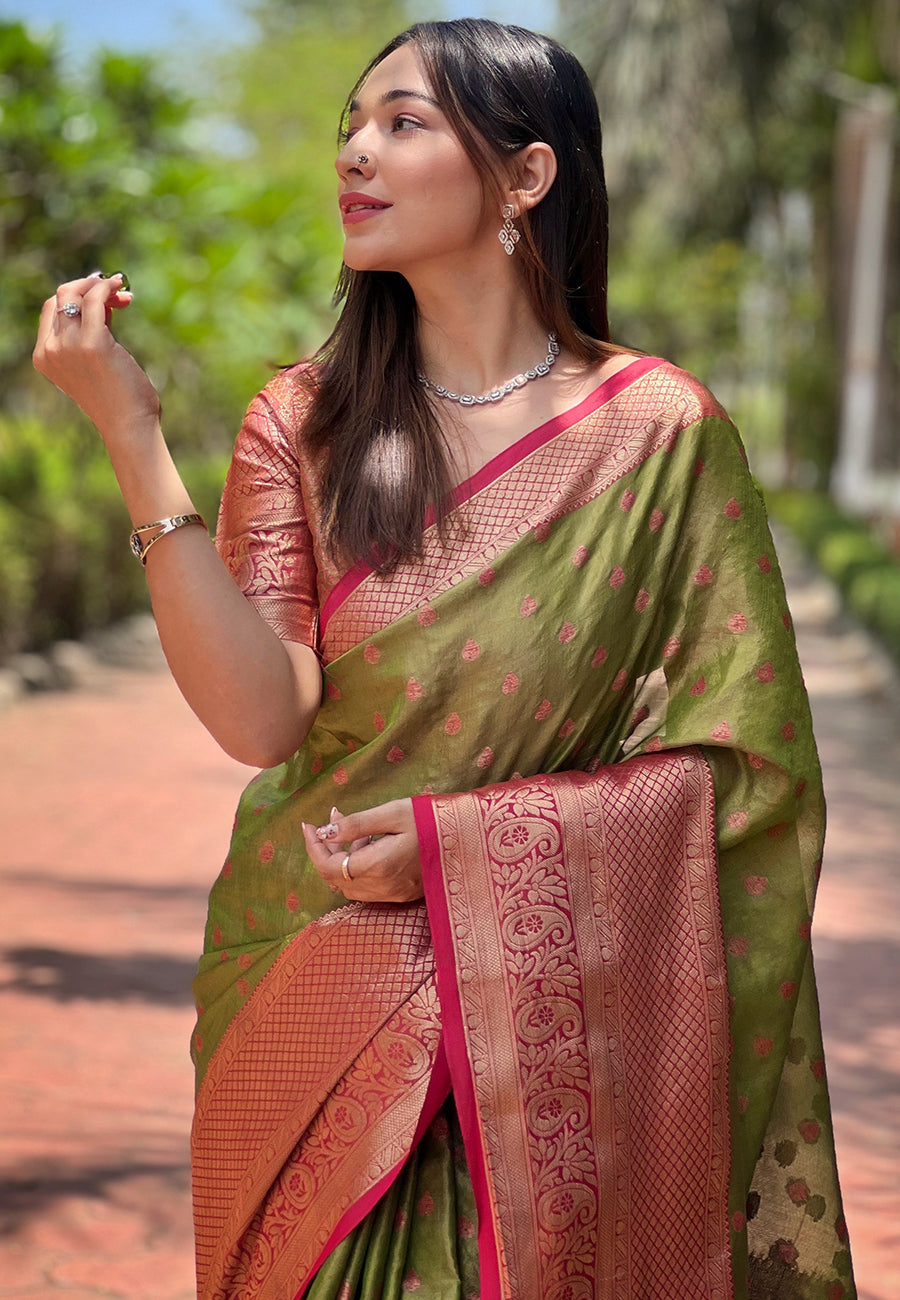 Mehendi Green Kanjivaram Saree