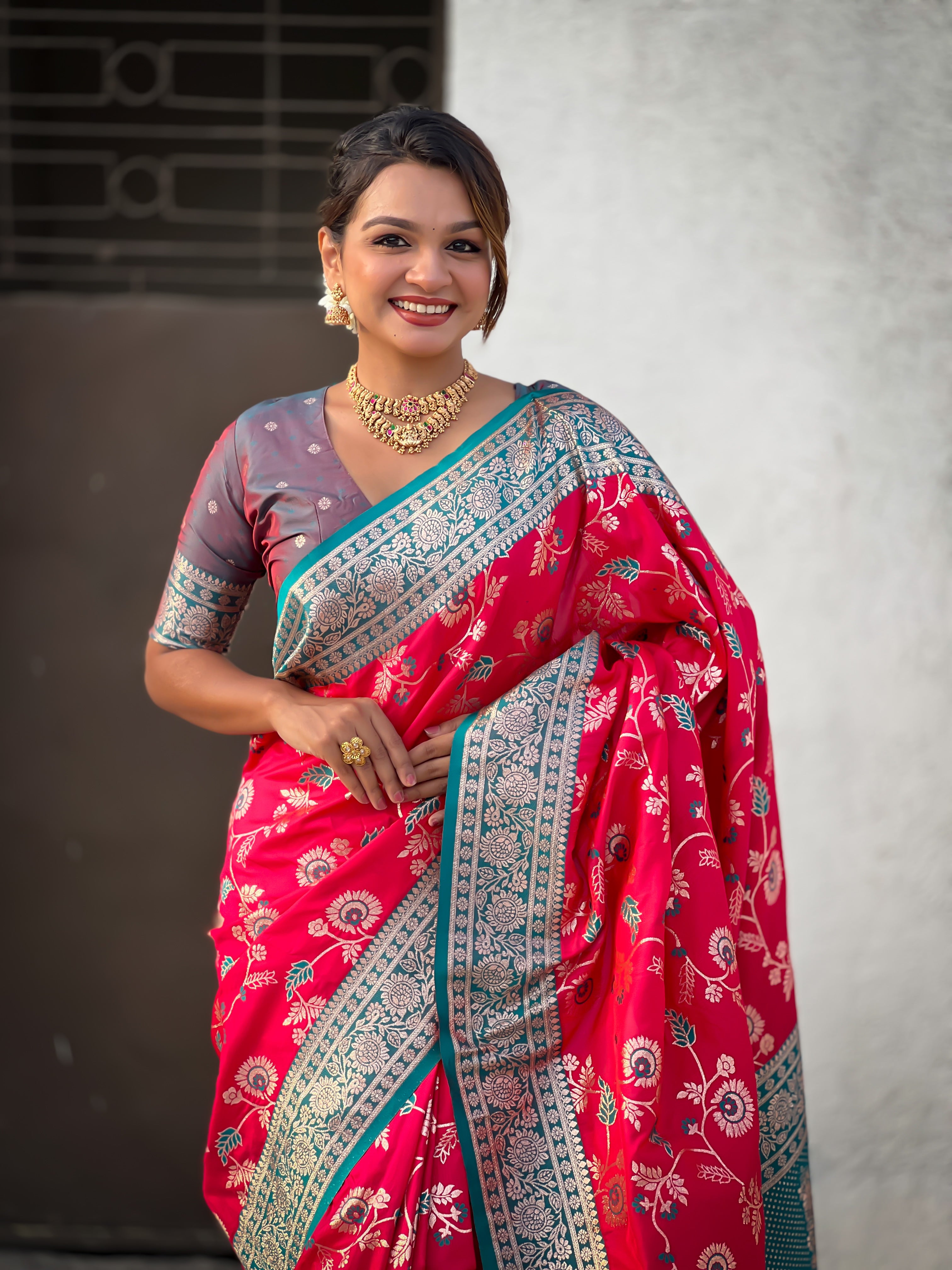 PINK BANARASI SILK SAREE