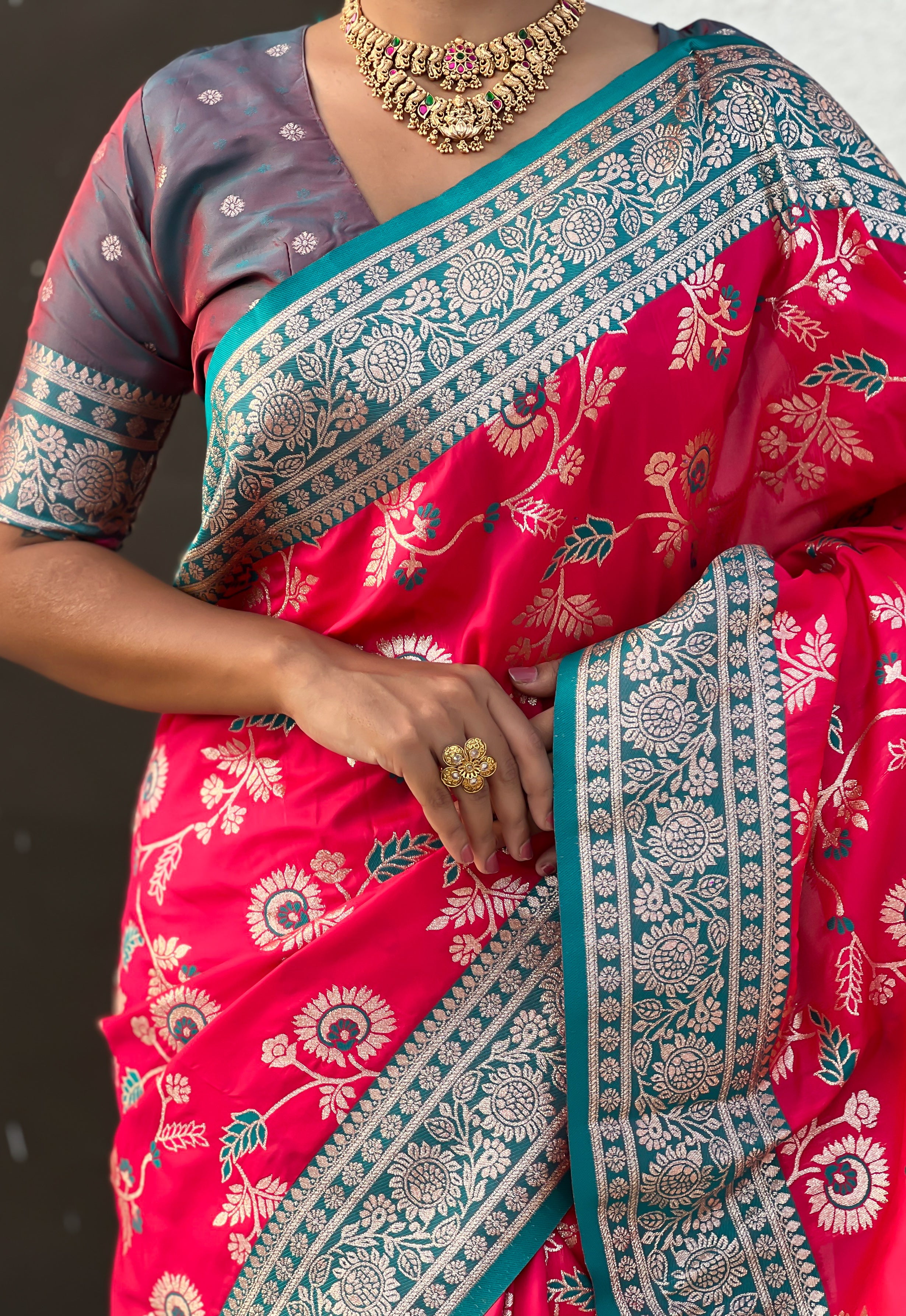 PINK BANARASI SILK SAREE
