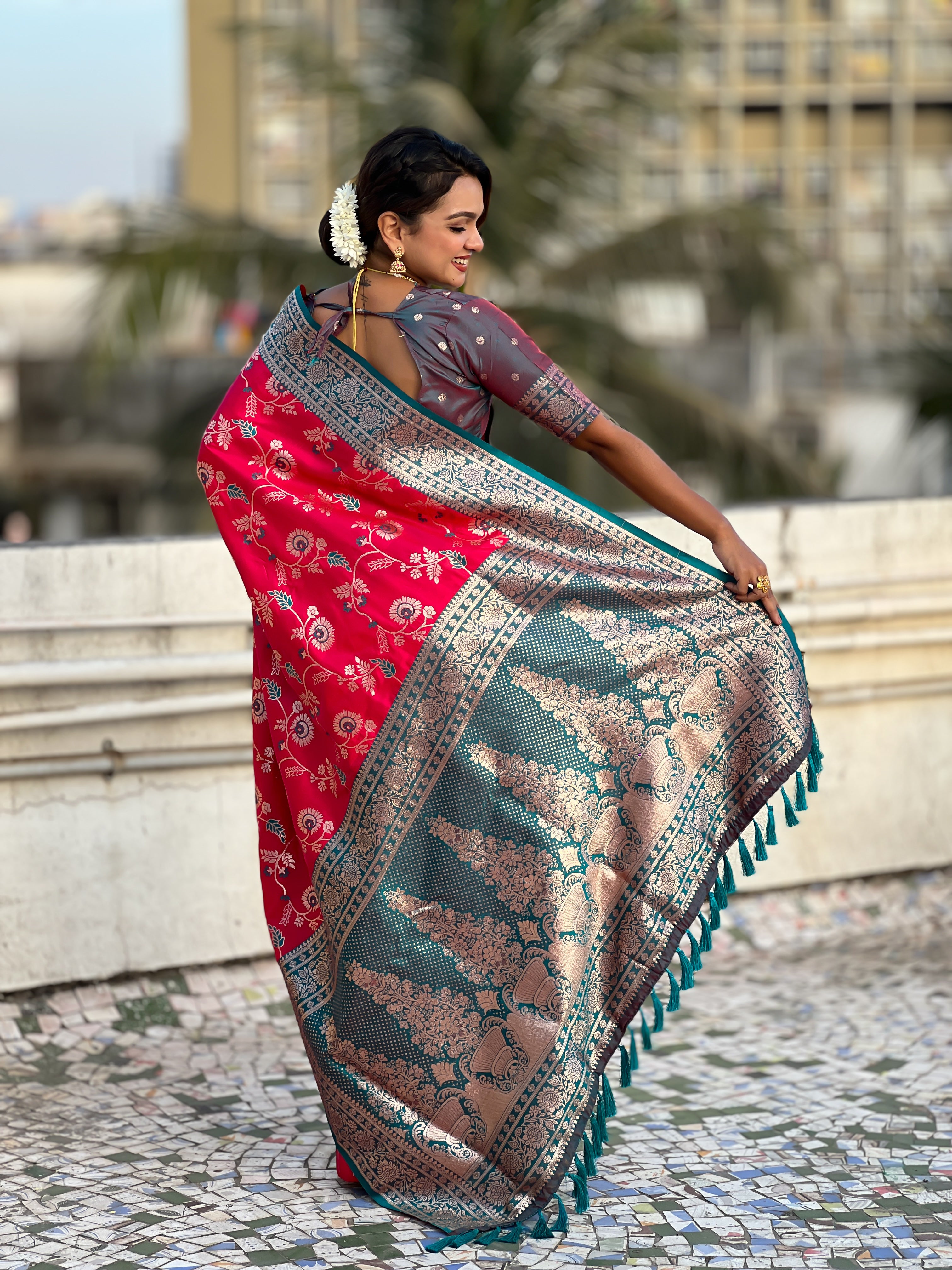 PINK BANARASI SILK SAREE