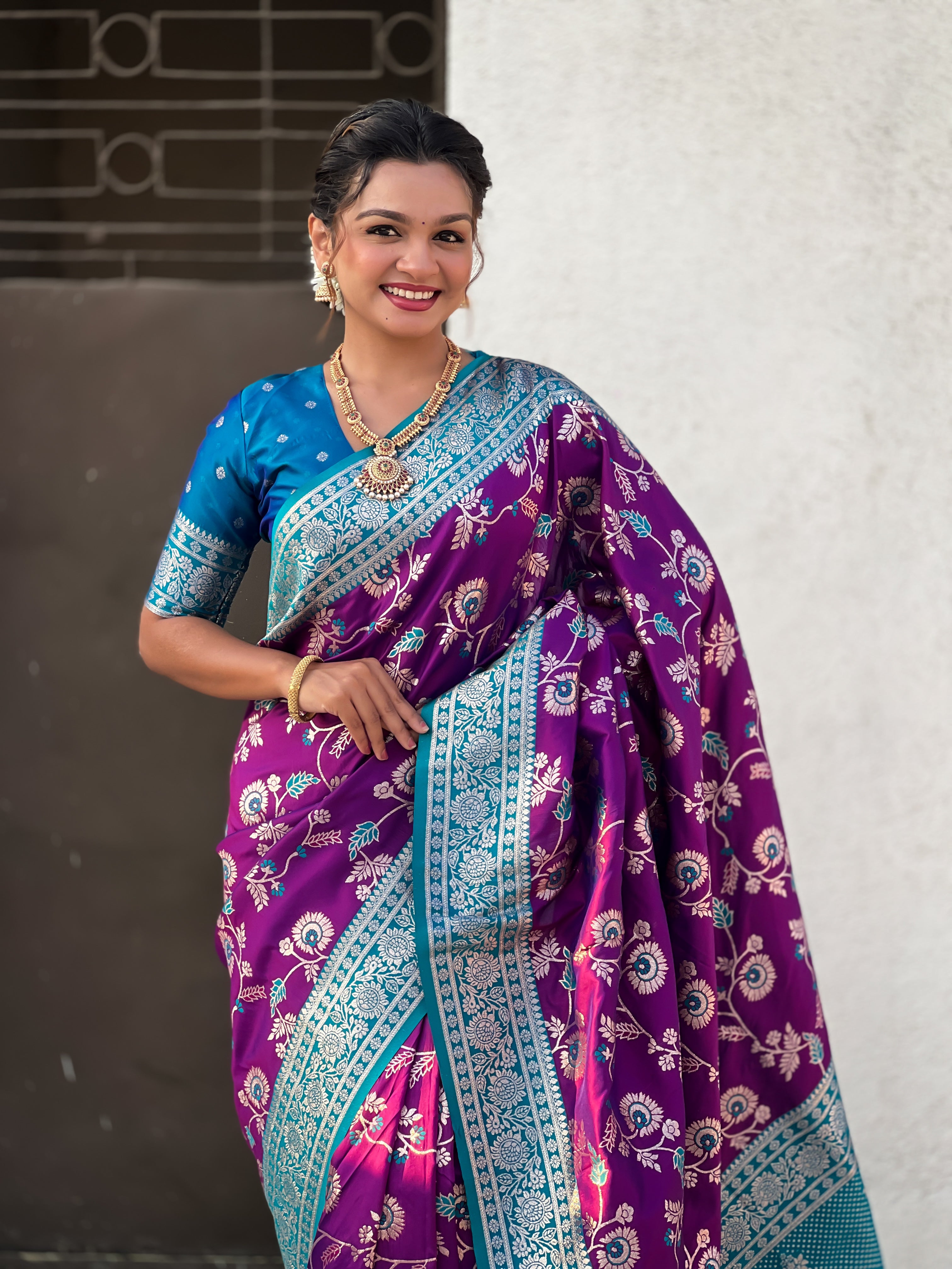 VIOLET BANARASI SILK SAREE
