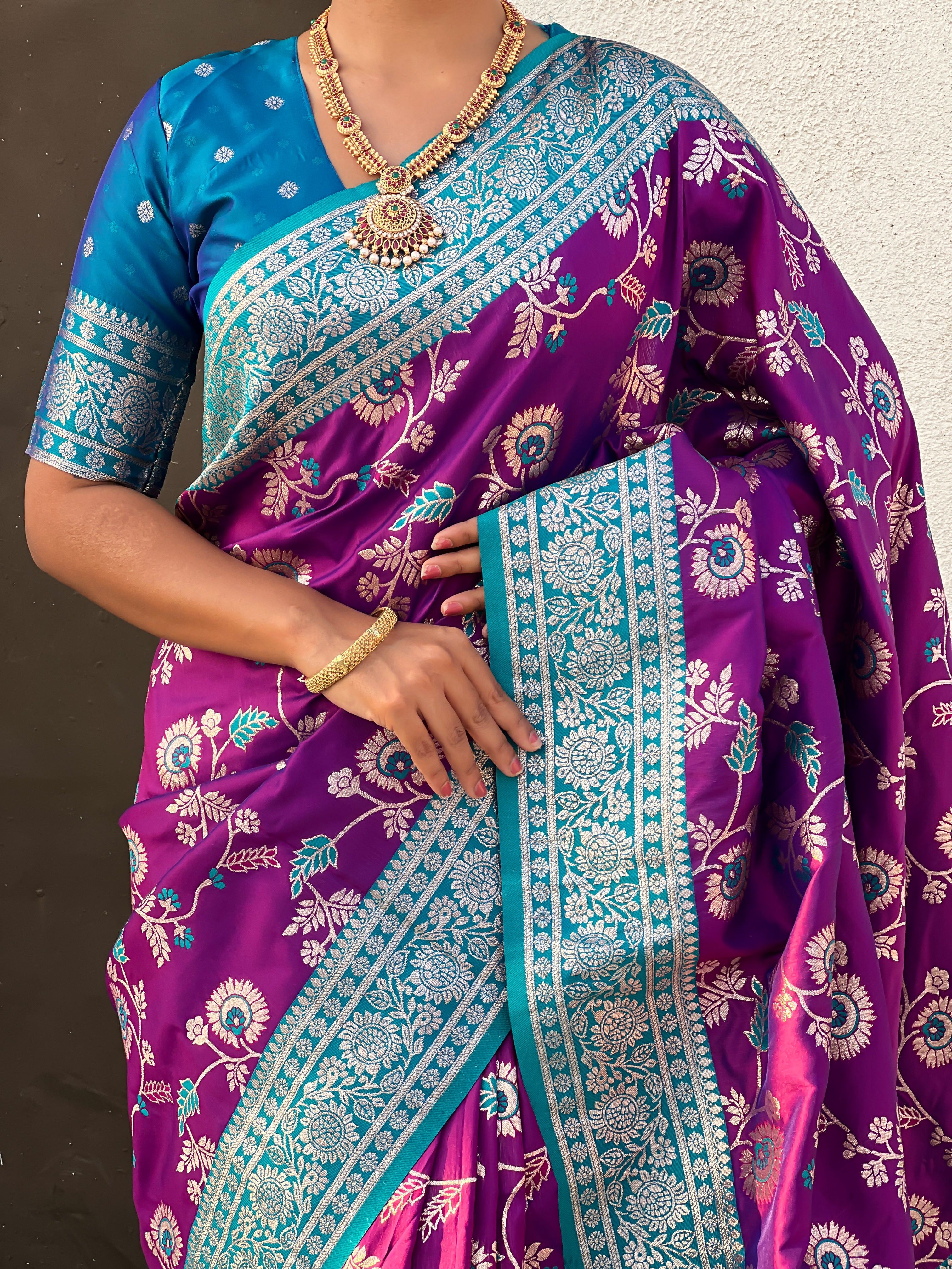 VIOLET BANARASI SILK SAREE