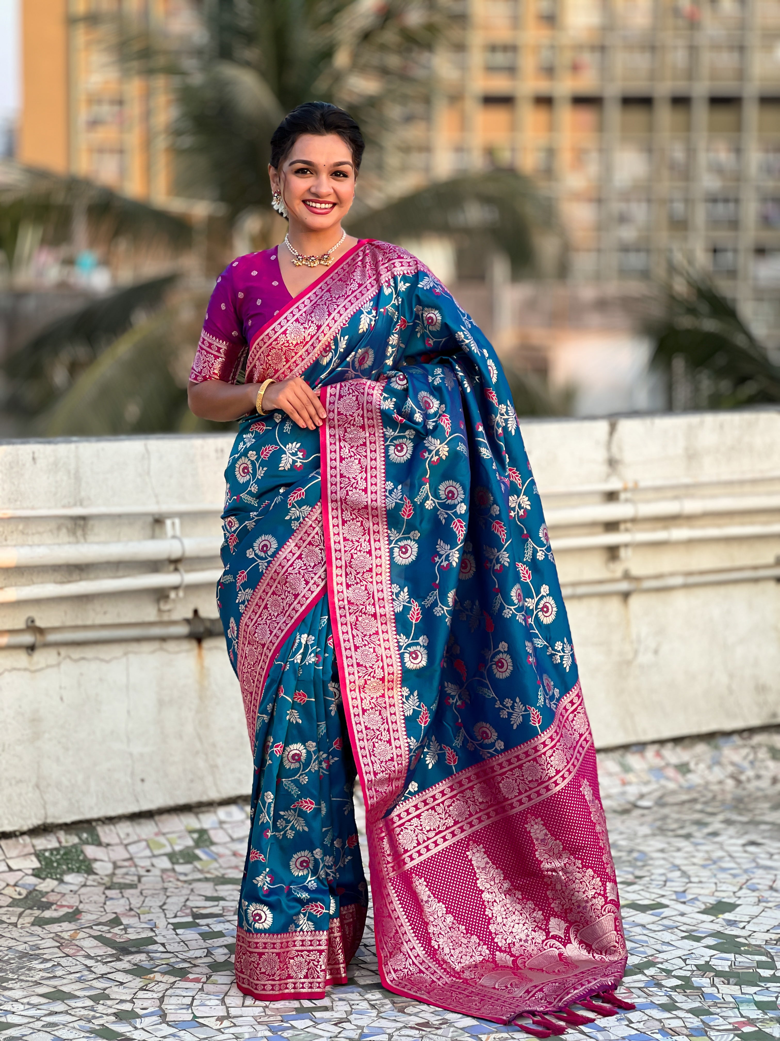 SKY BLUE BANARASI SILK SAREE