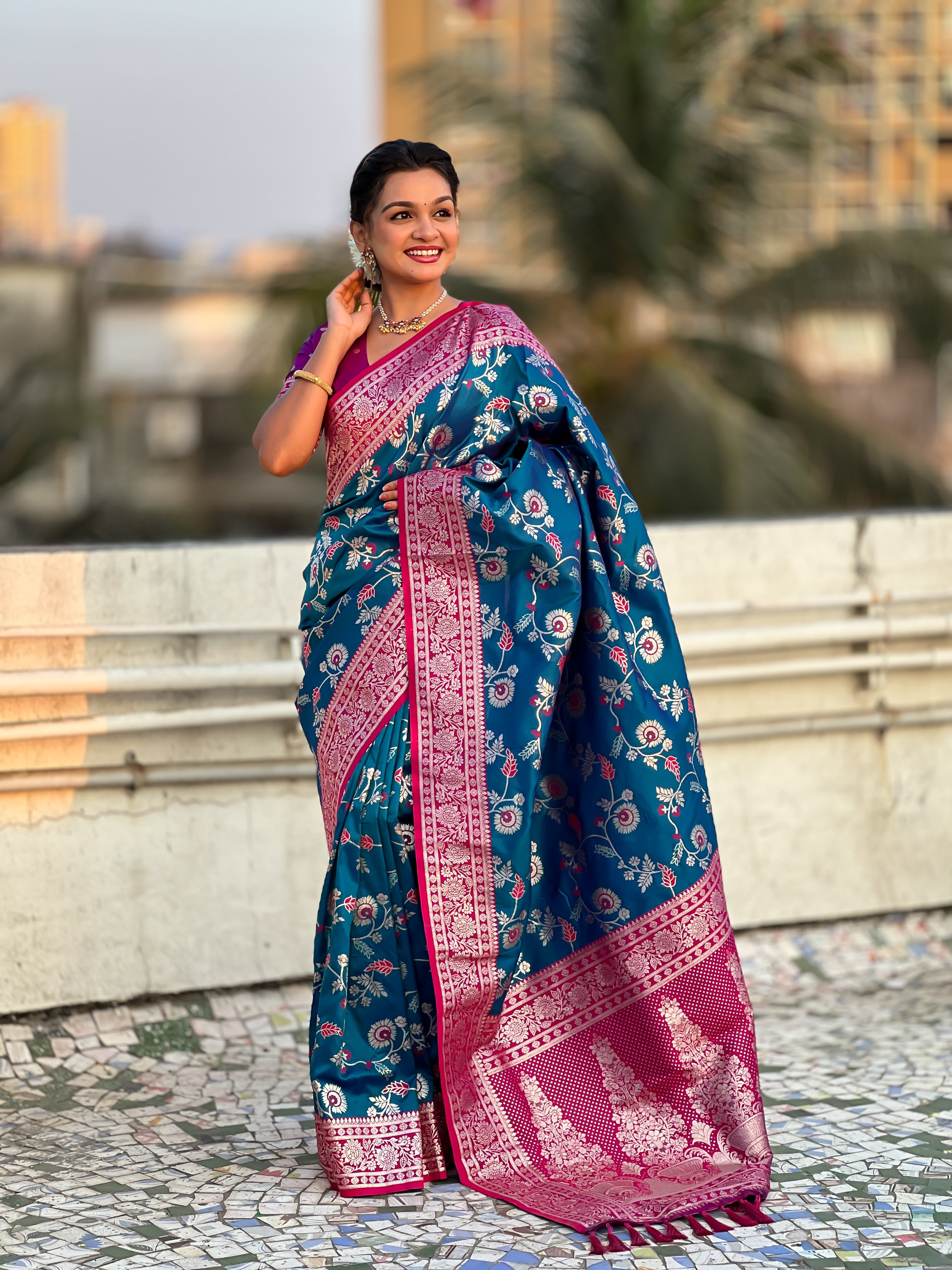 SKY BLUE BANARASI SILK SAREE