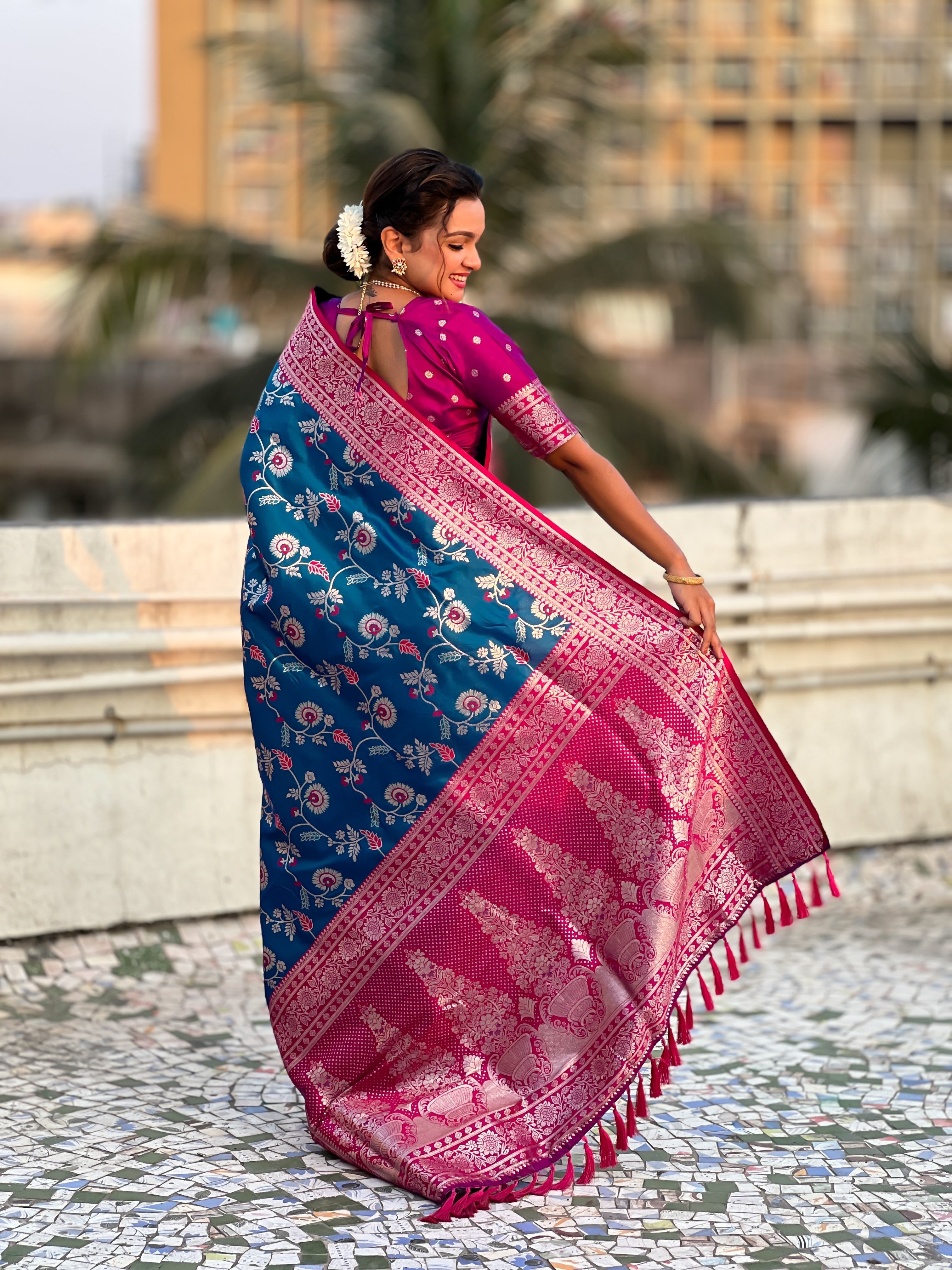 SKY BLUE BANARASI SILK SAREE