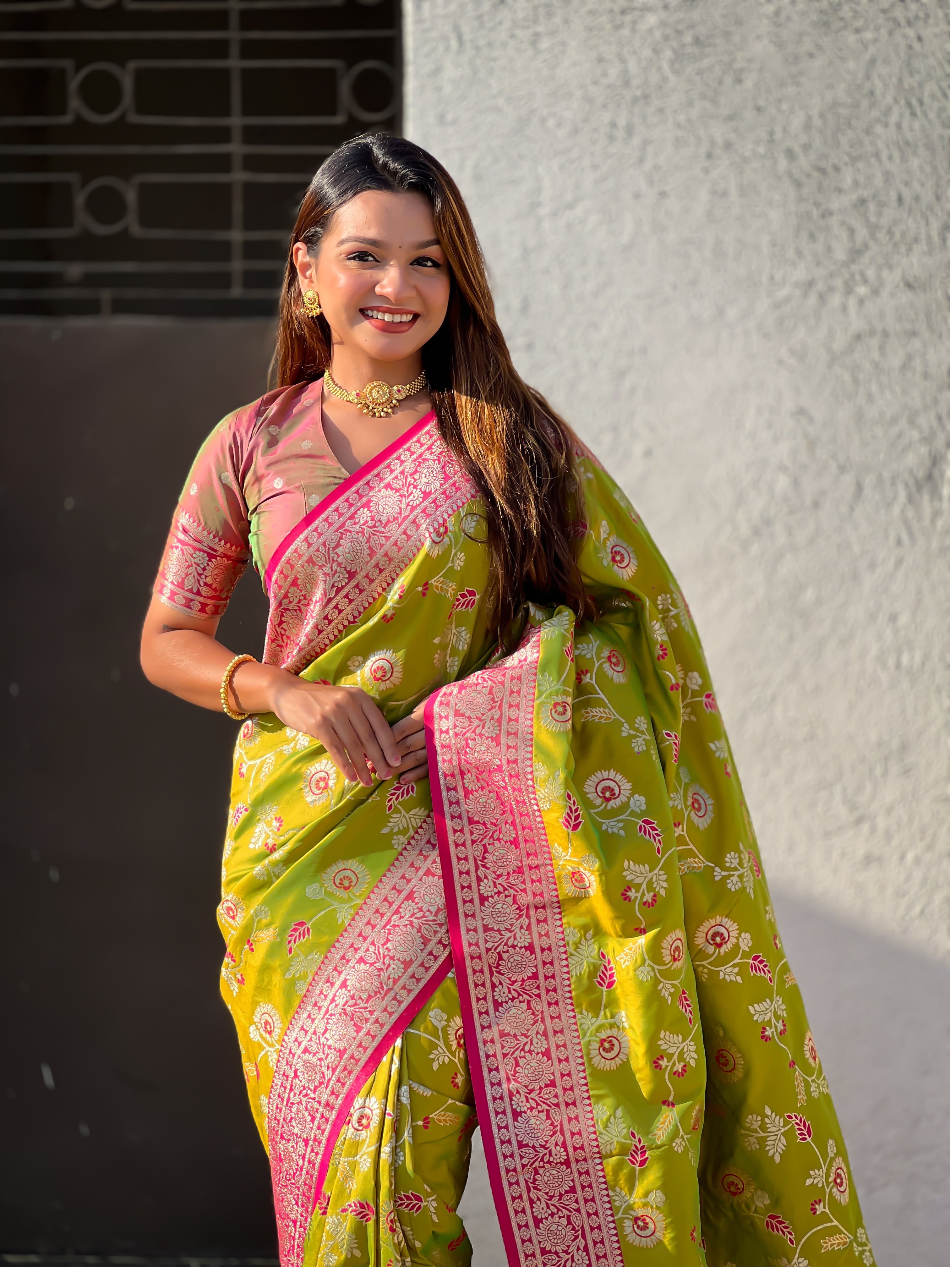 MEHENDI BANARASI SILK SAREE