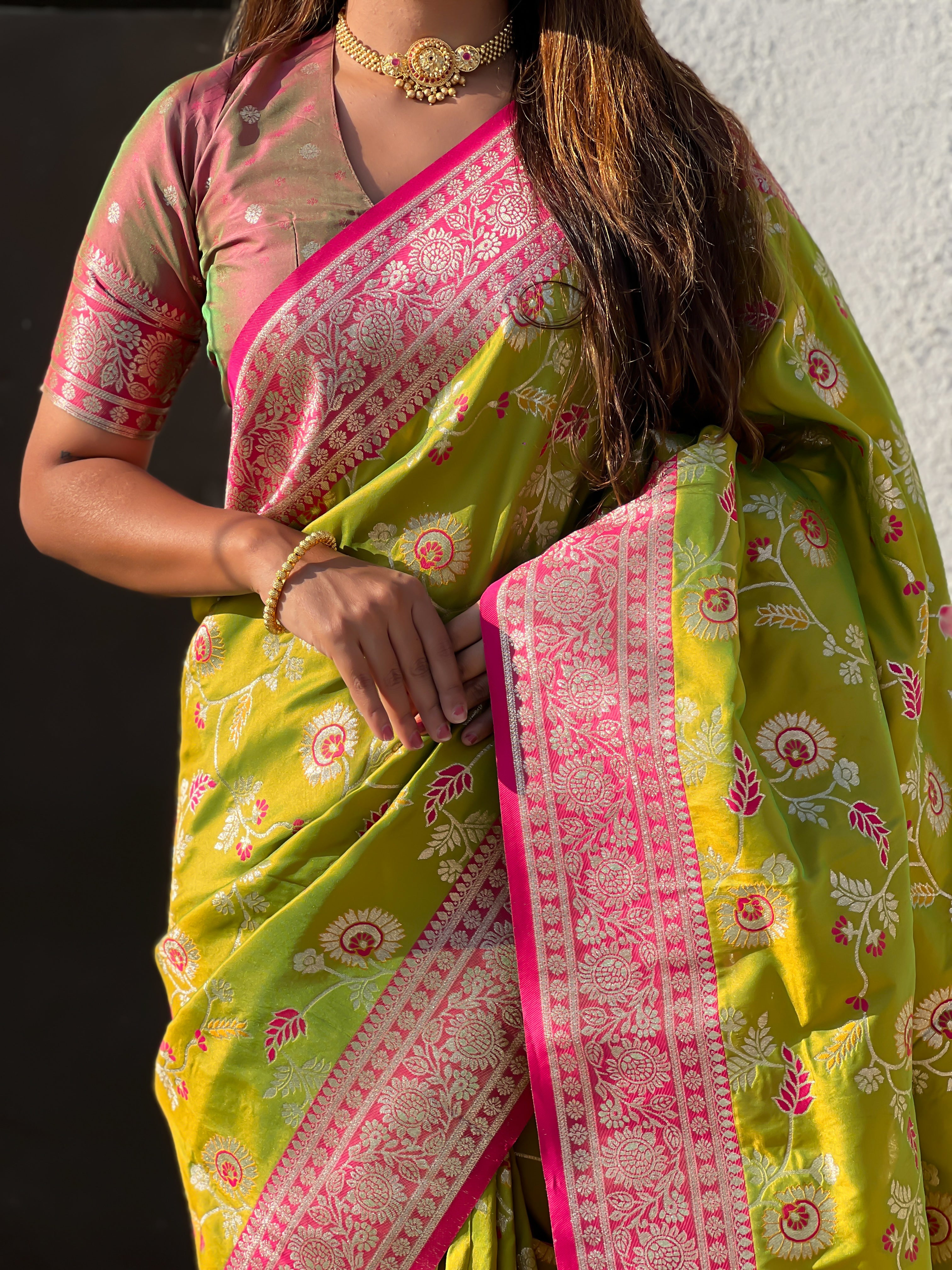 MEHENDI BANARASI SILK SAREE
