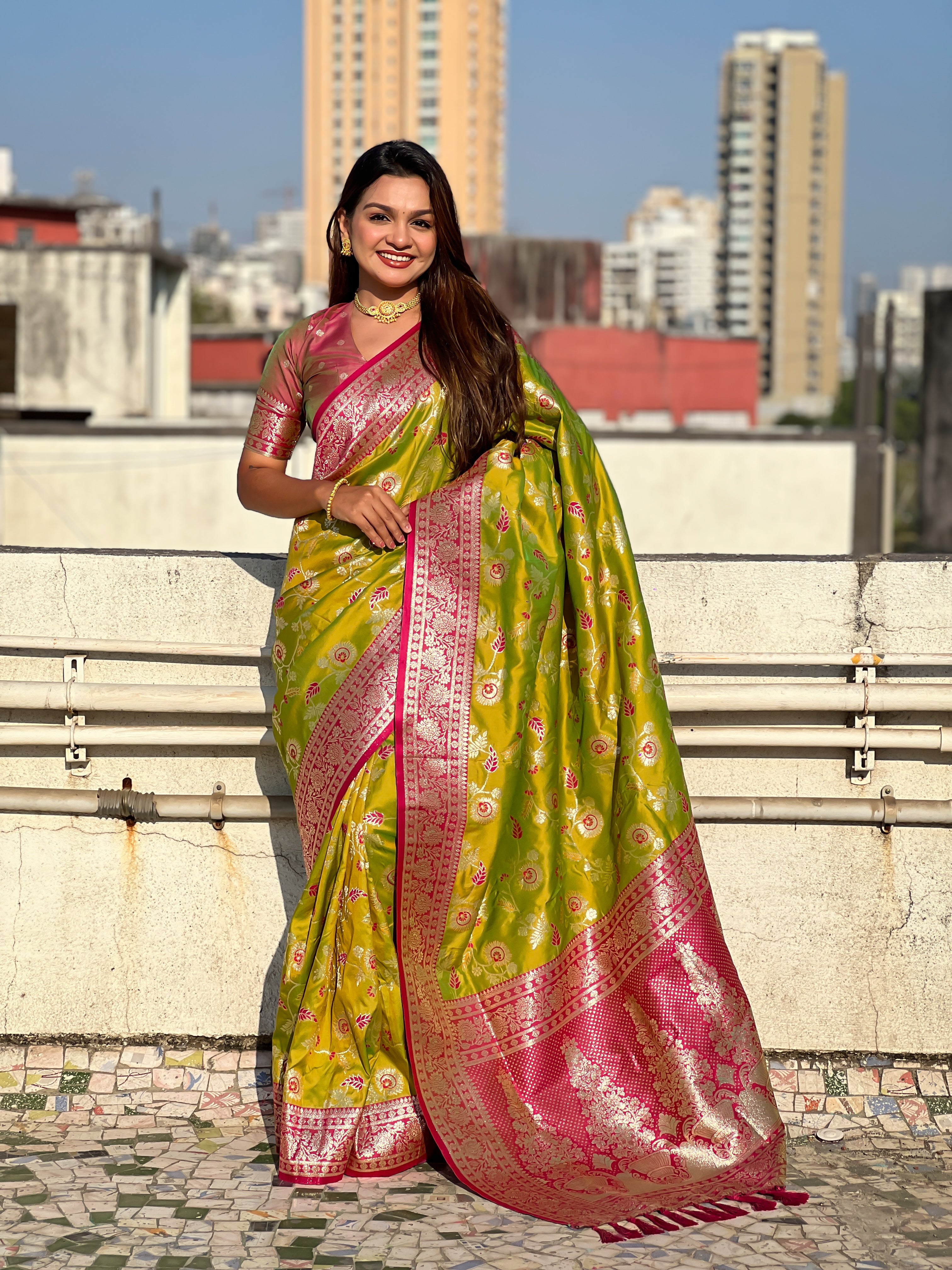 MEHENDI BANARASI SILK SAREE