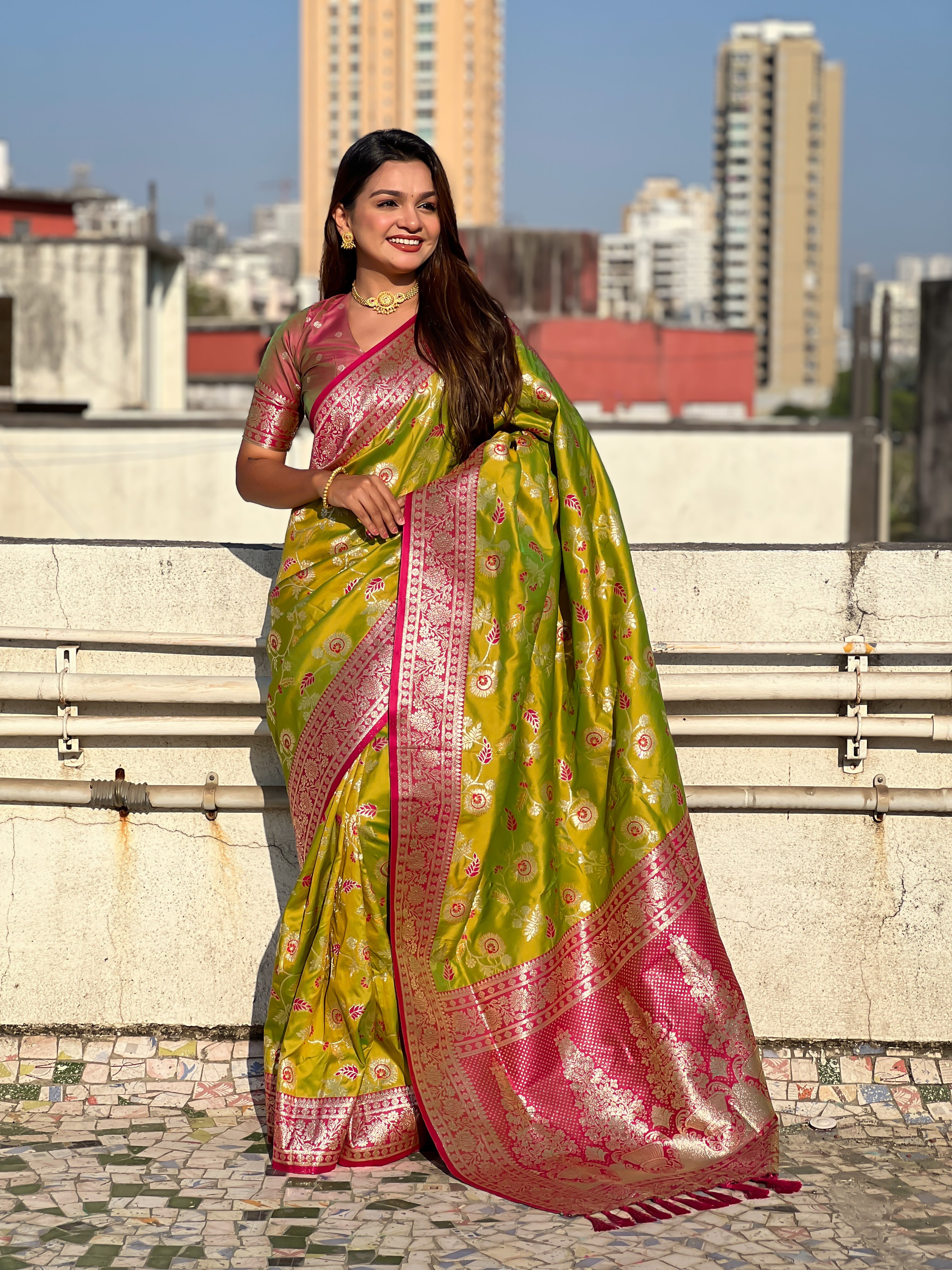 MEHENDI BANARASI SILK SAREE
