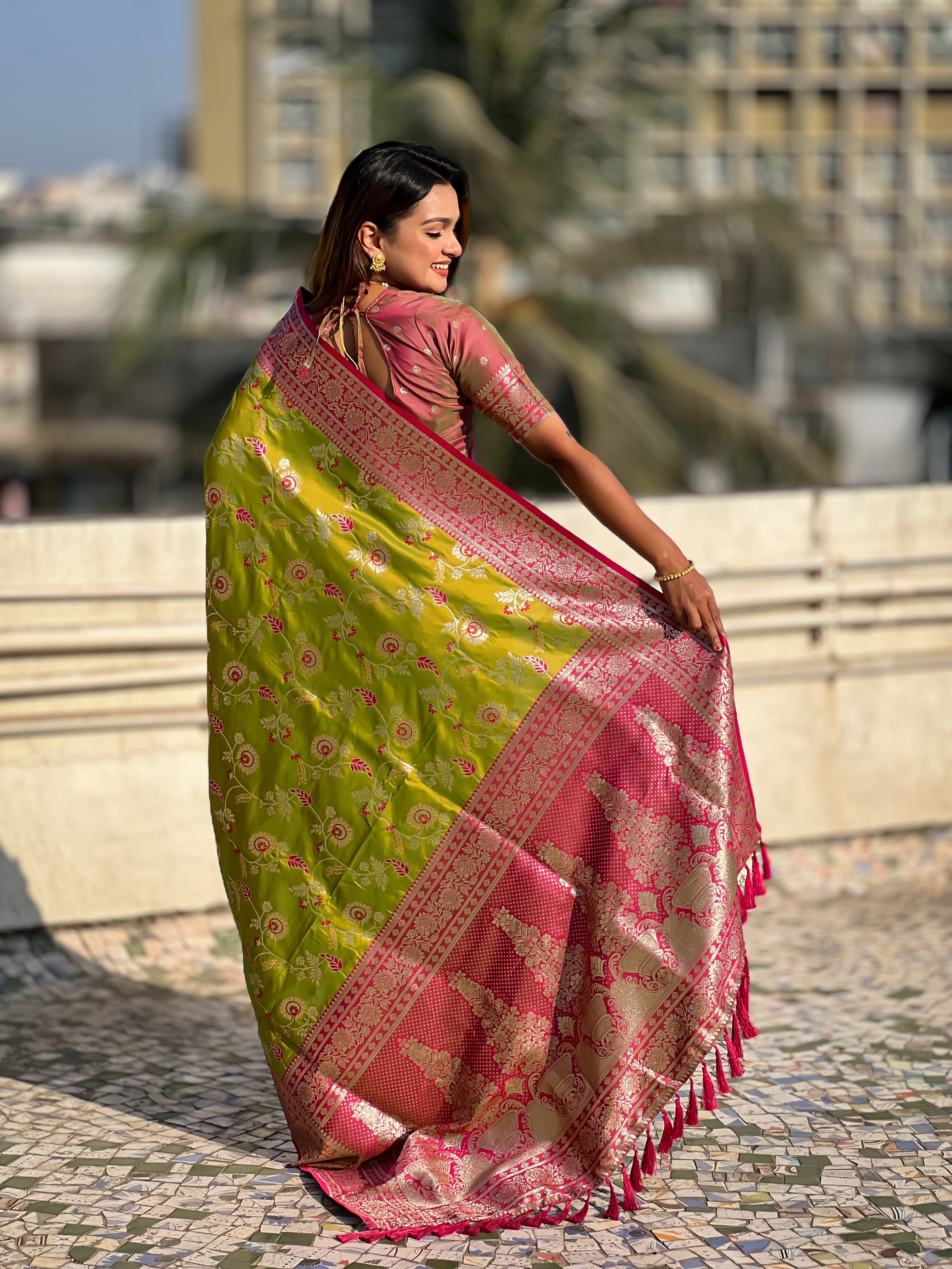 MEHENDI BANARASI SILK SAREE