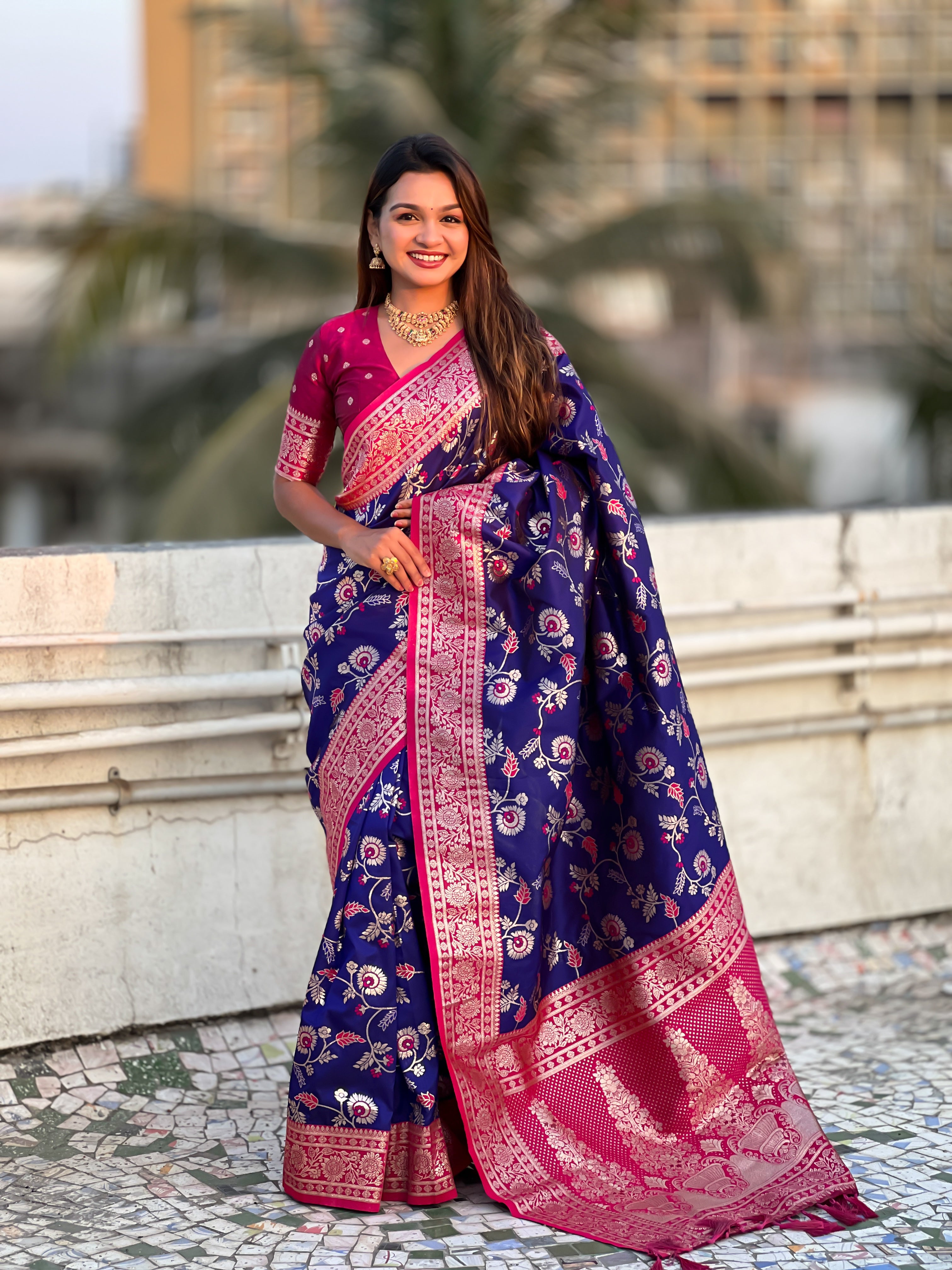 BLUE BANARASI SILK SAREE