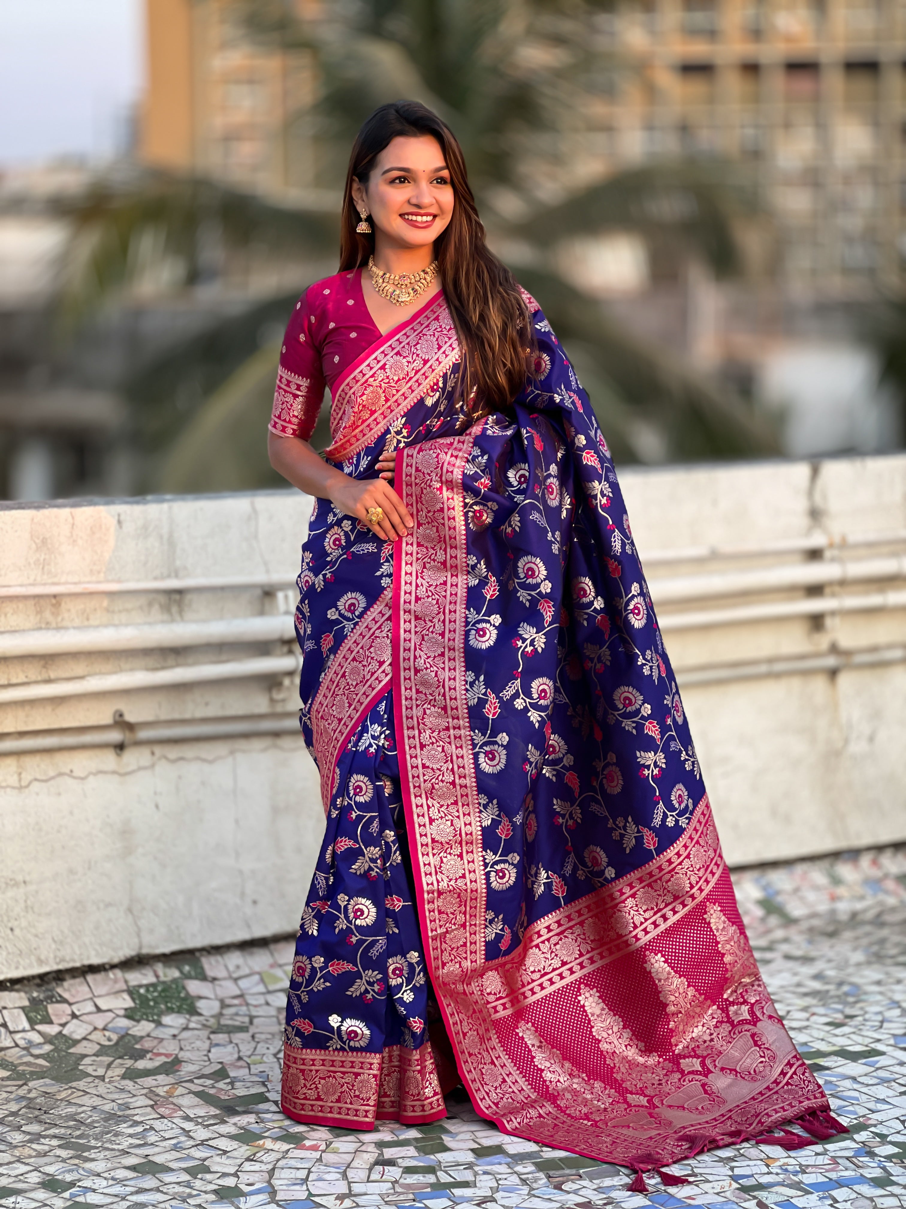 BLUE BANARASI SILK SAREE