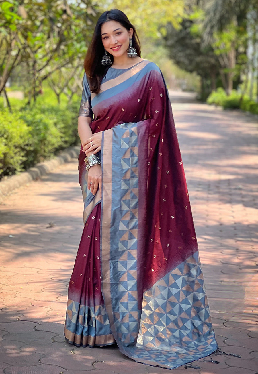 Marron Soft Silk Saree