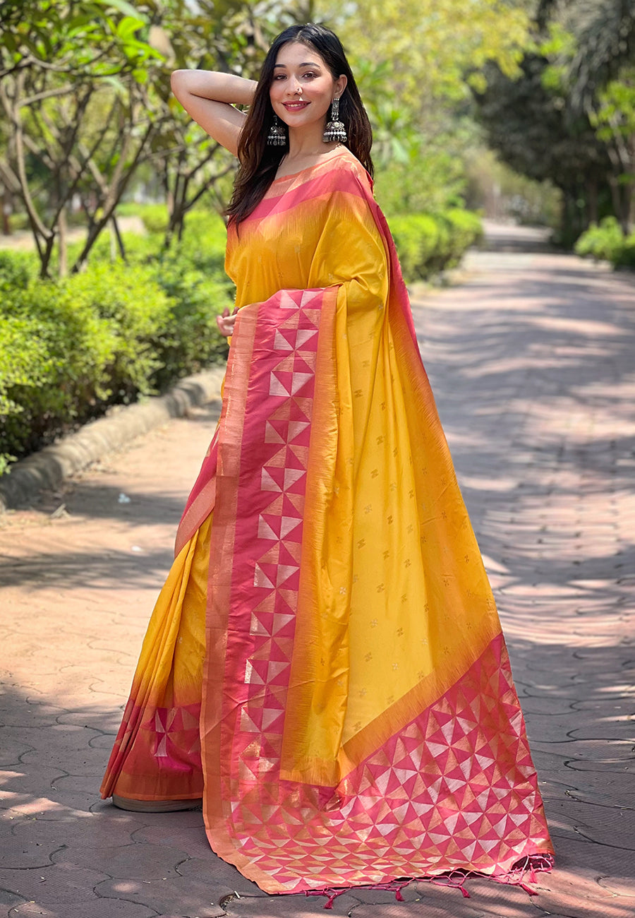 Yellow Soft Silk Saree
