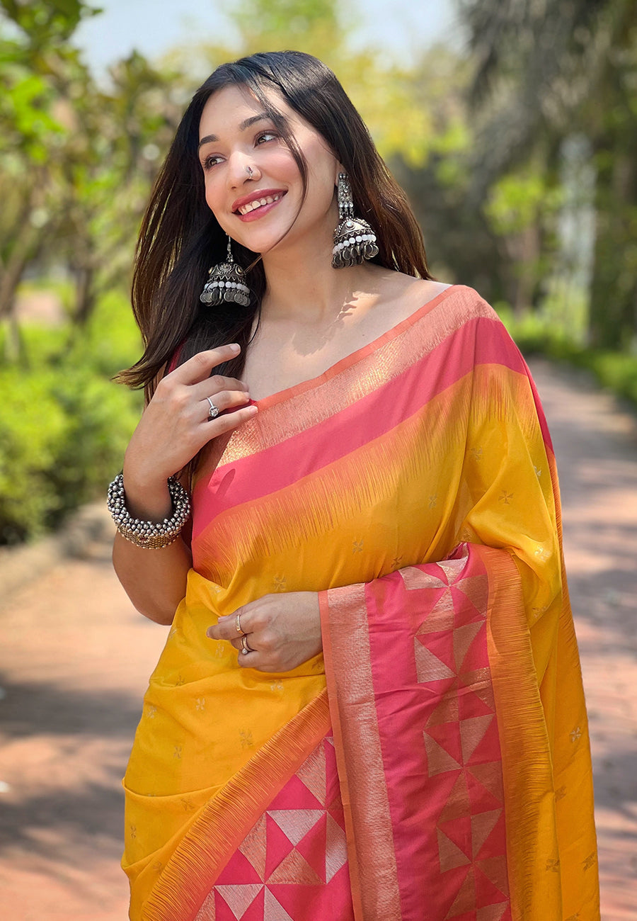 Yellow Soft Silk Saree