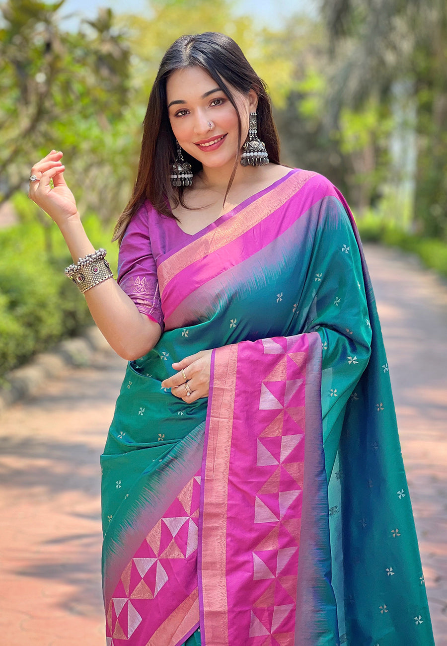 Teal Soft Silk Saree