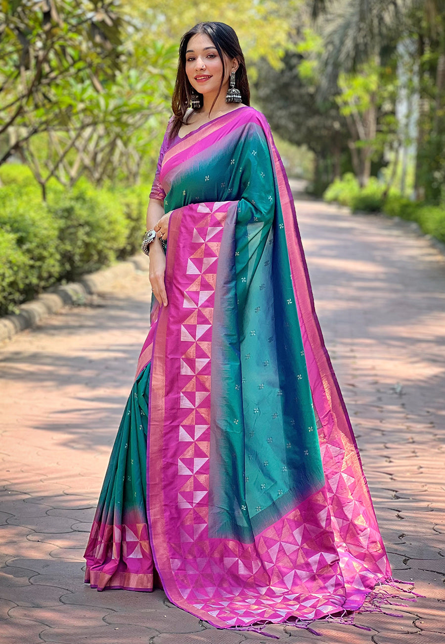 Teal Soft Silk Saree