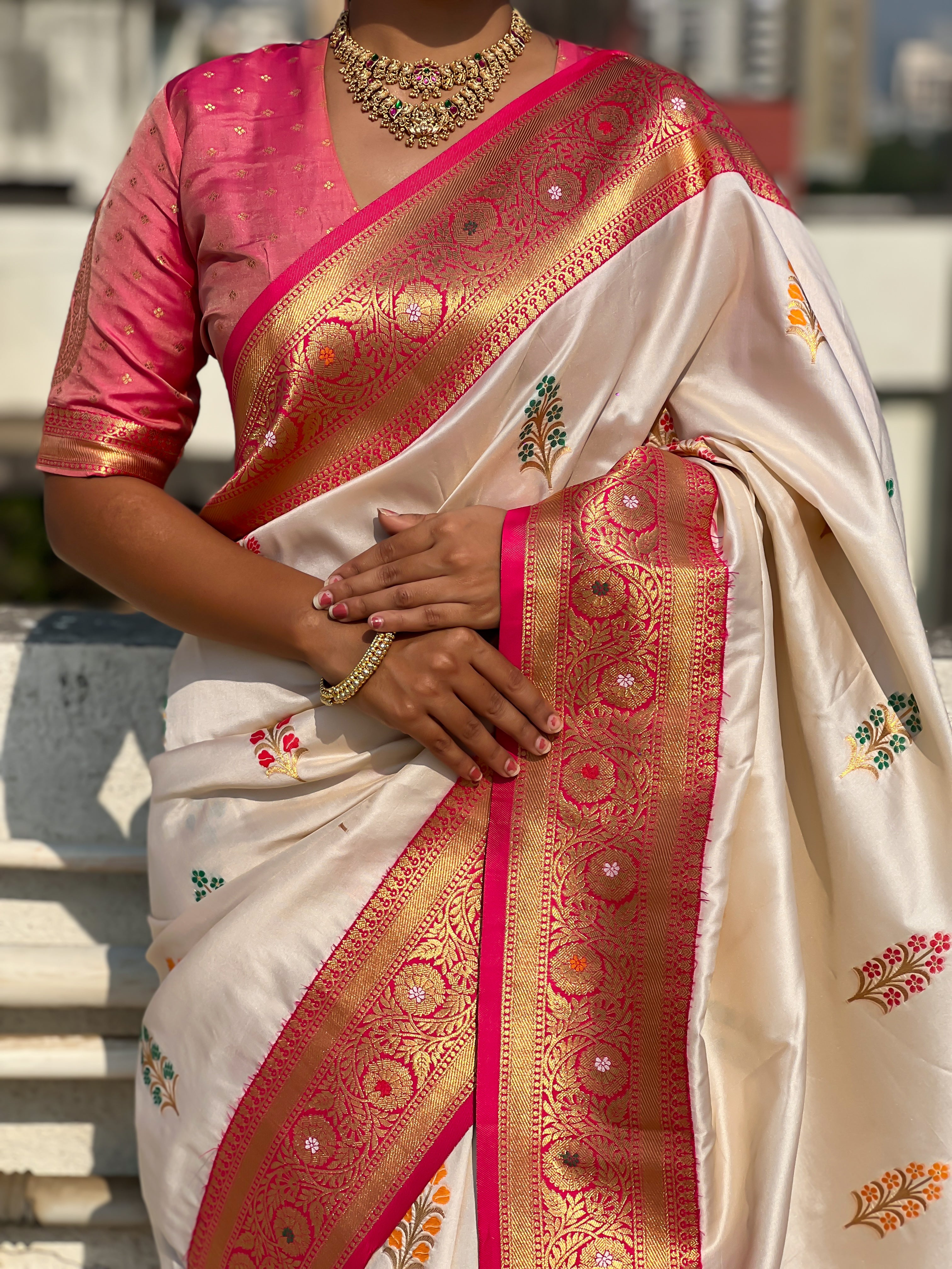 WHITE SOFT SILK SAREE