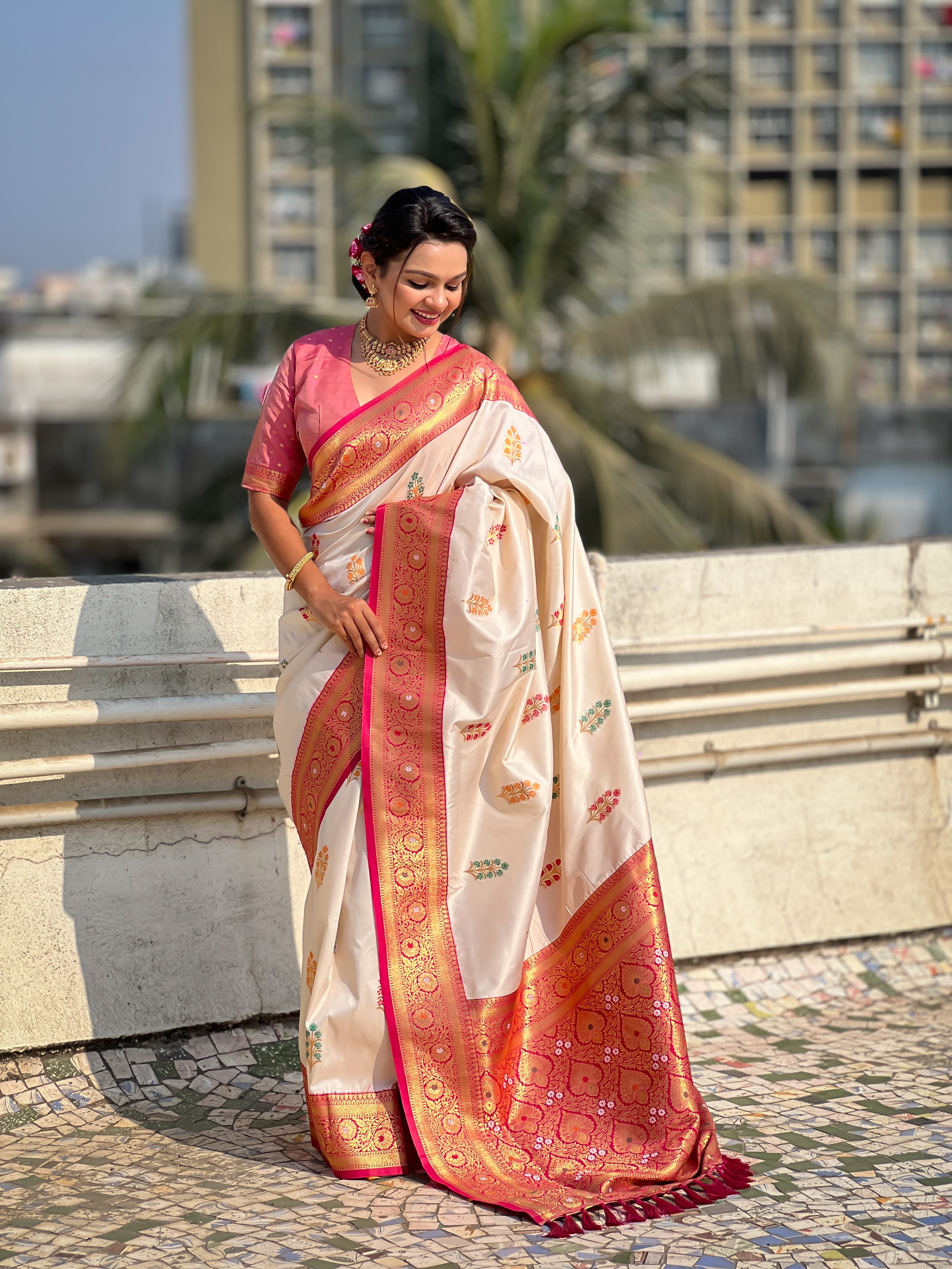 WHITE SOFT SILK SAREE