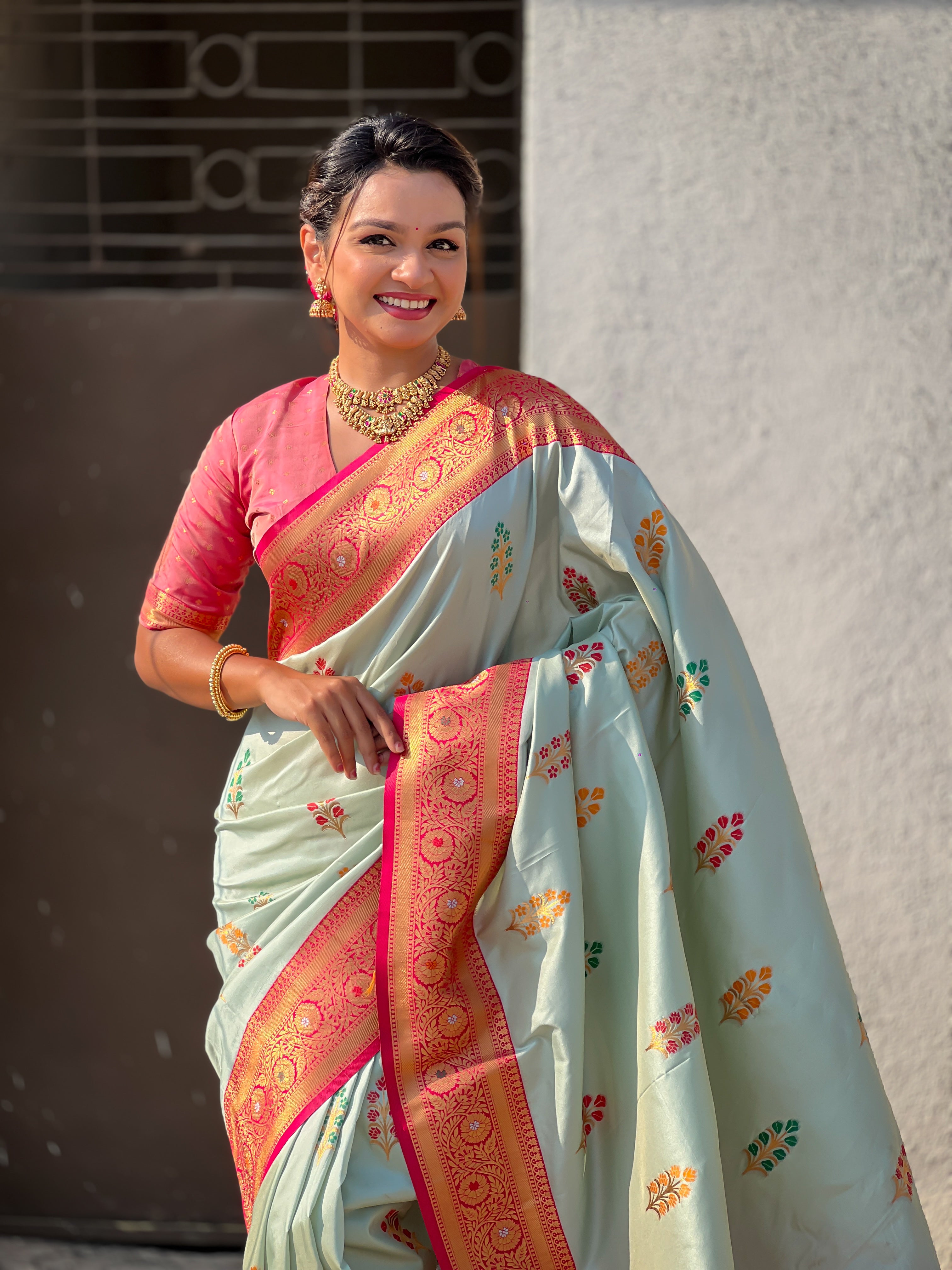 OFF GREY SOFT SILK SAREE