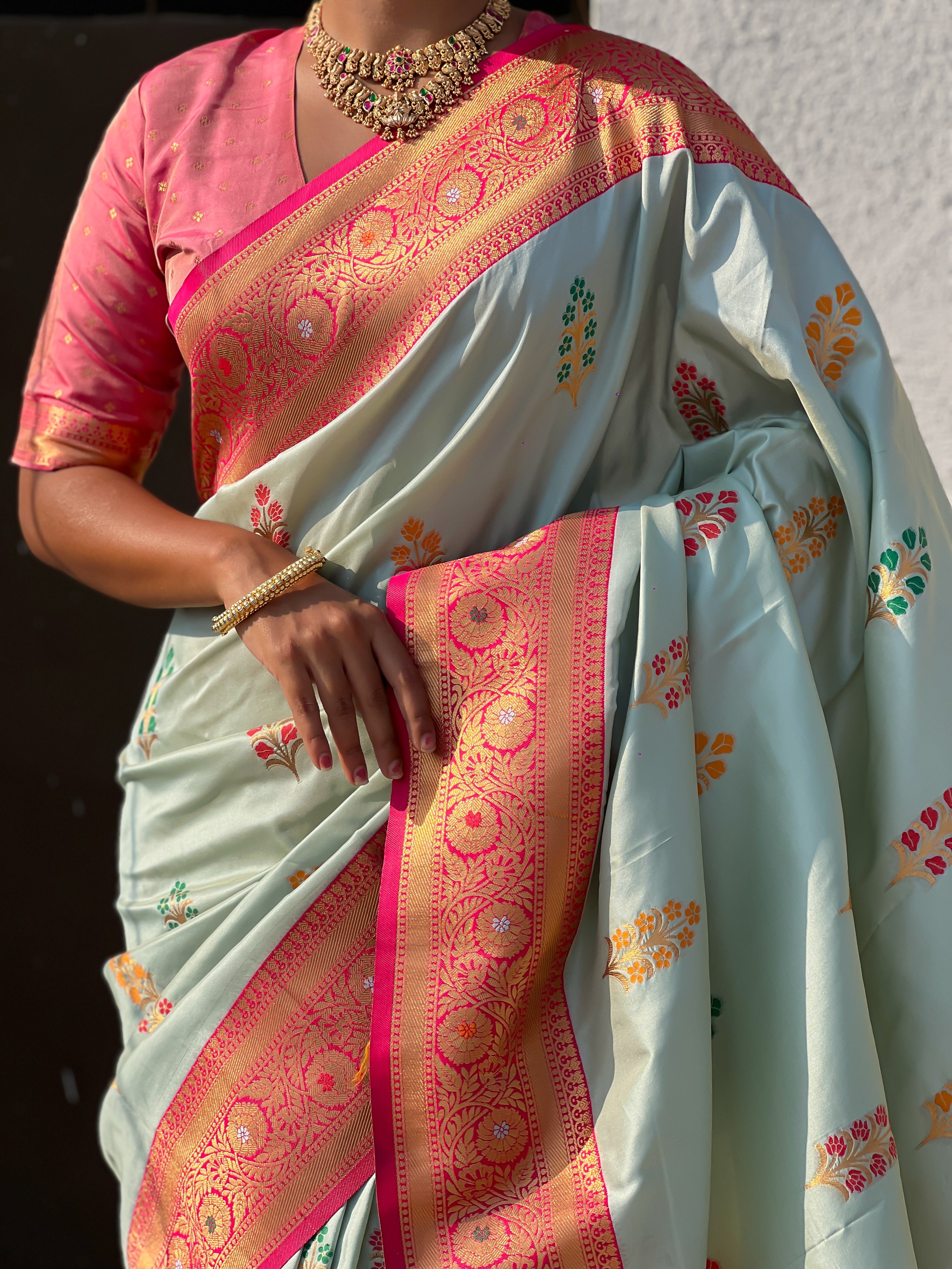 OFF GREY SOFT SILK SAREE