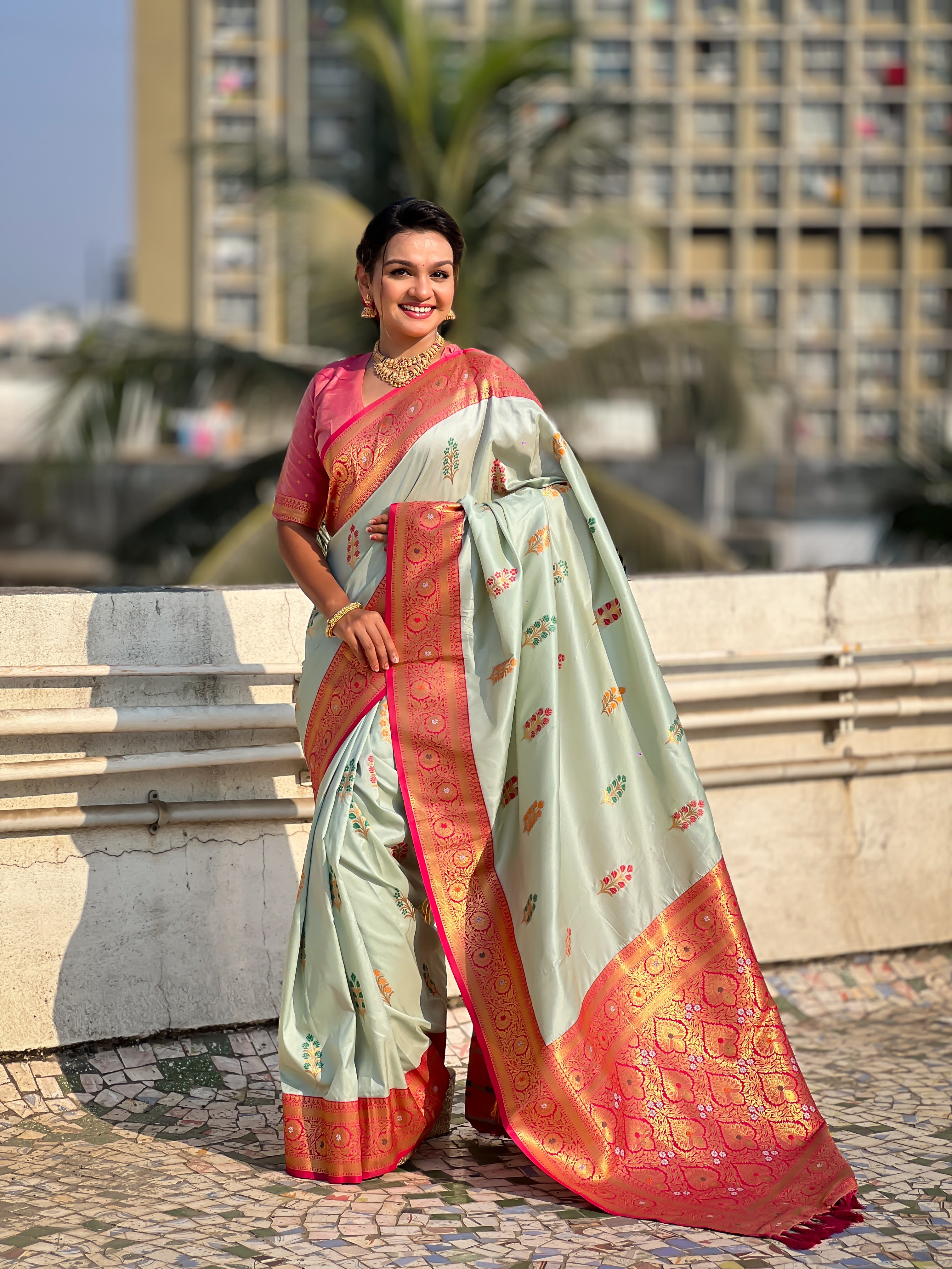 OFF GREY SOFT SILK SAREE