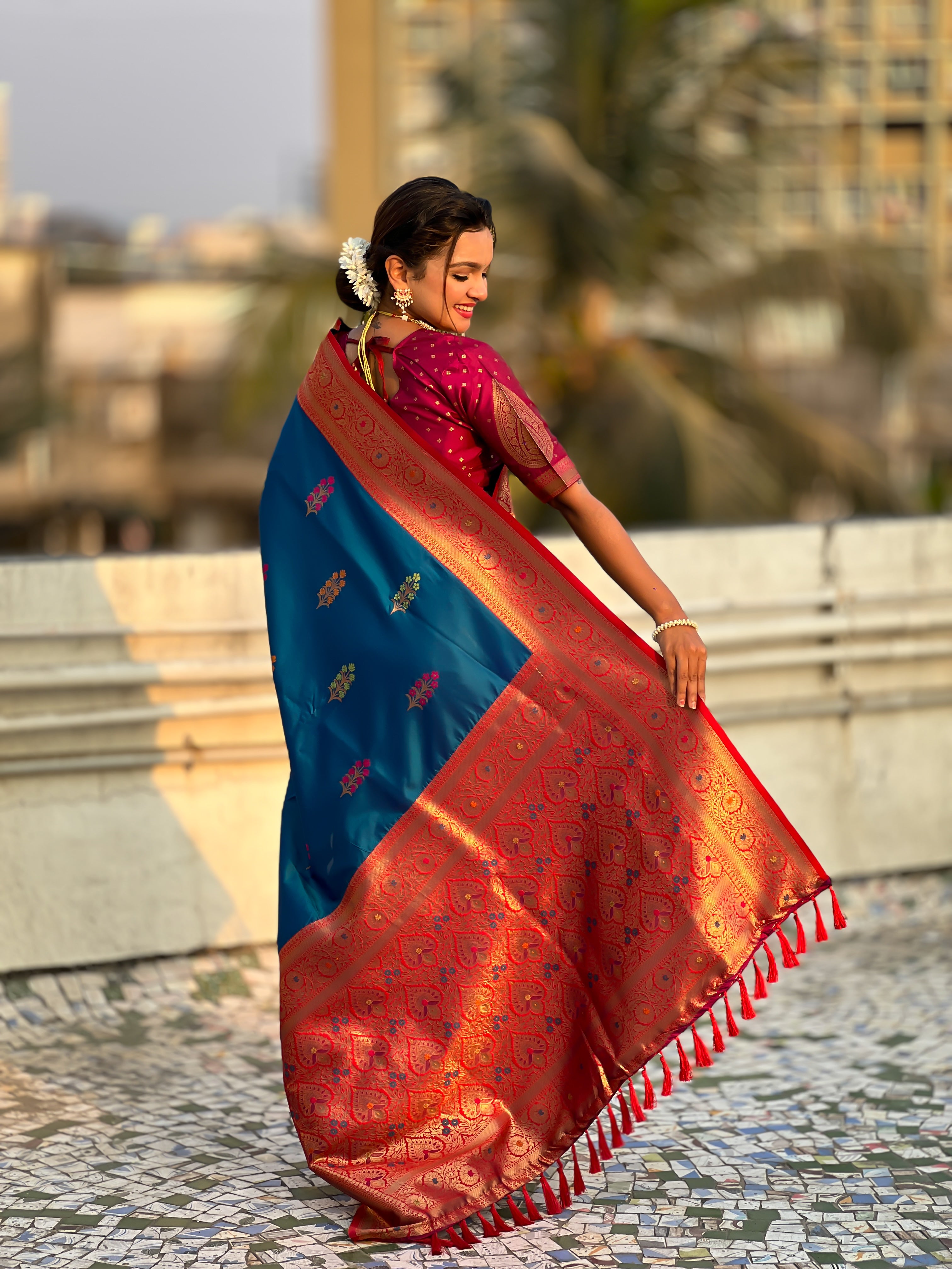 NAVY BLUE SOFT SILK SAREE