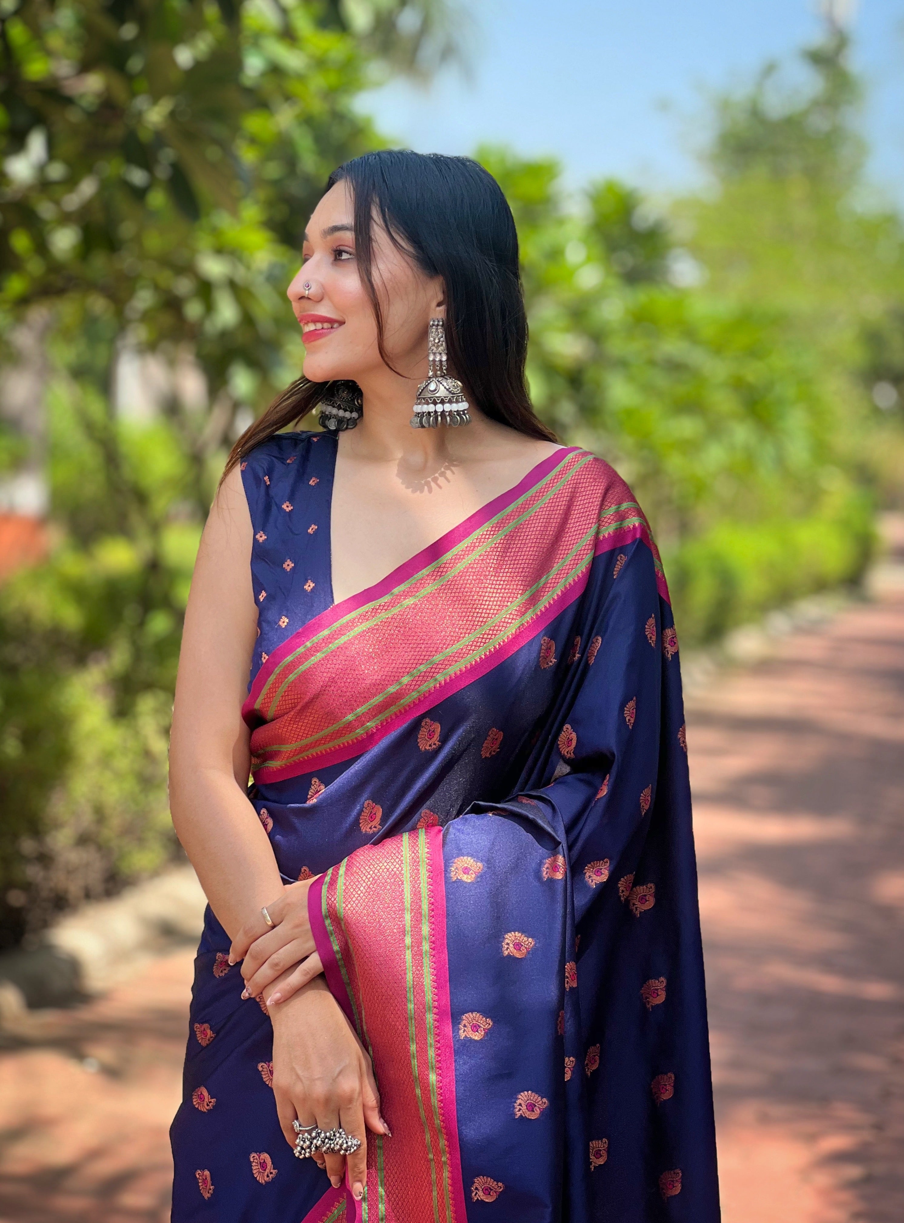 Navy Blue Paithani Saree