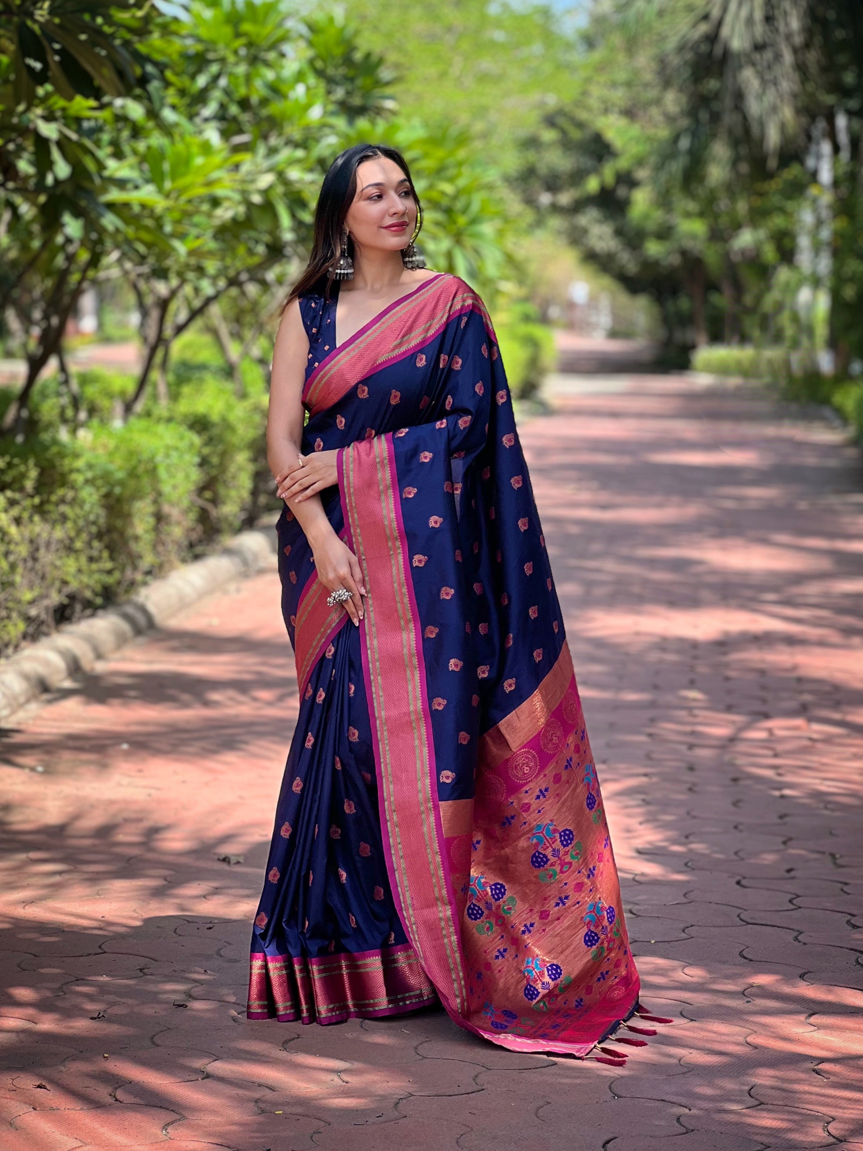Navy Blue Paithani Saree