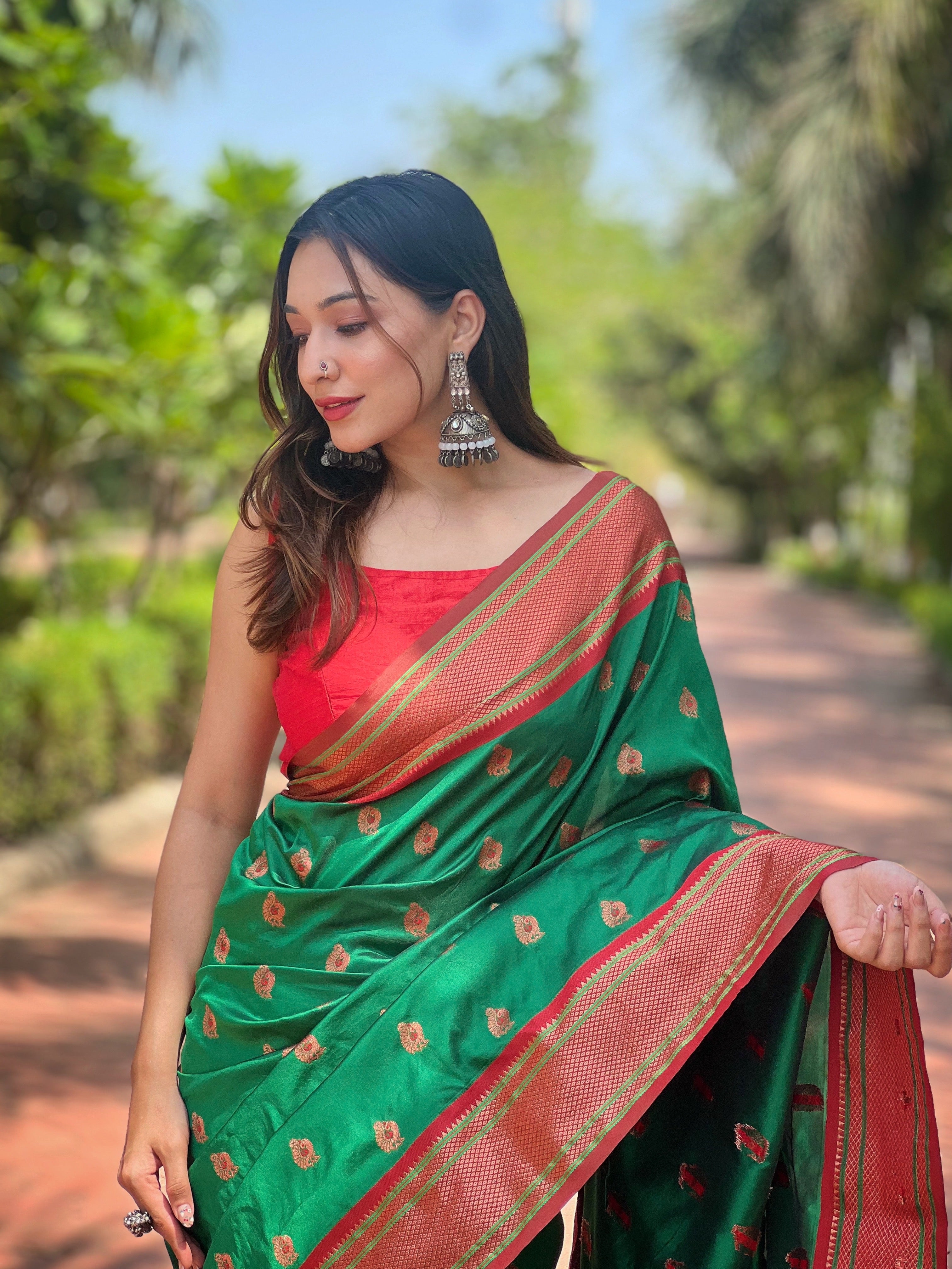Dark Green Paithani Saree