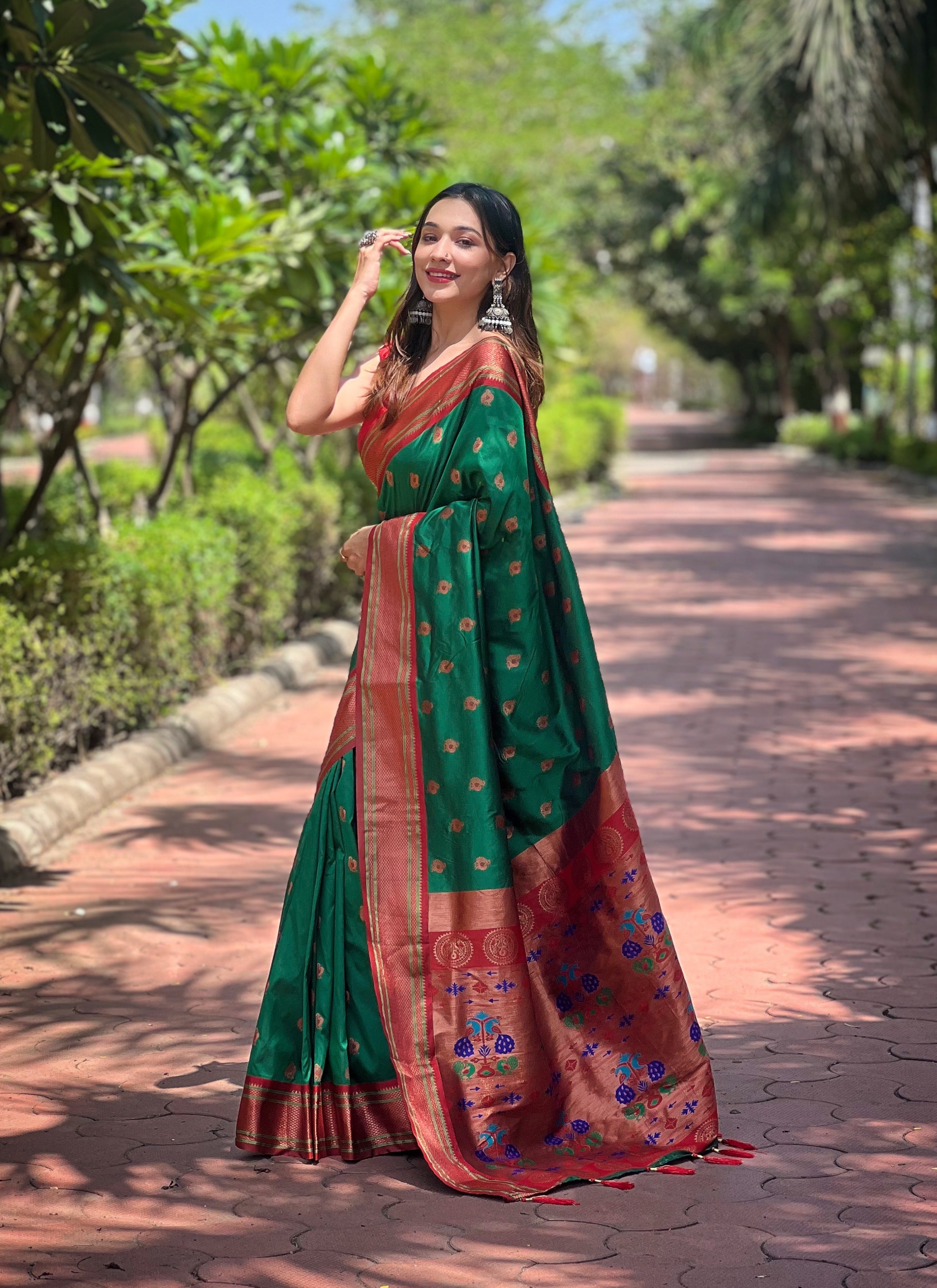Dark Green Paithani Saree