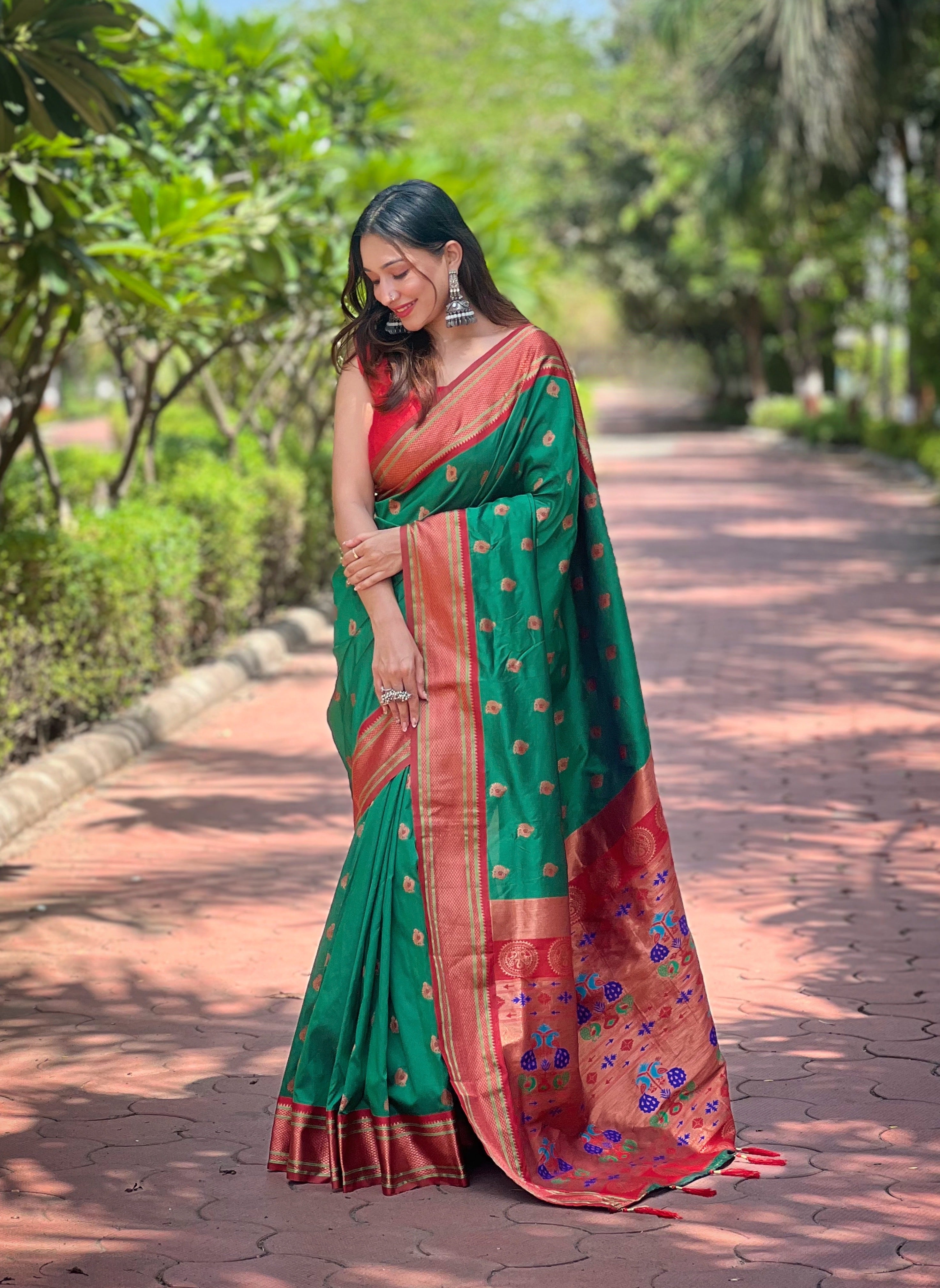 Dark Green Paithani Saree