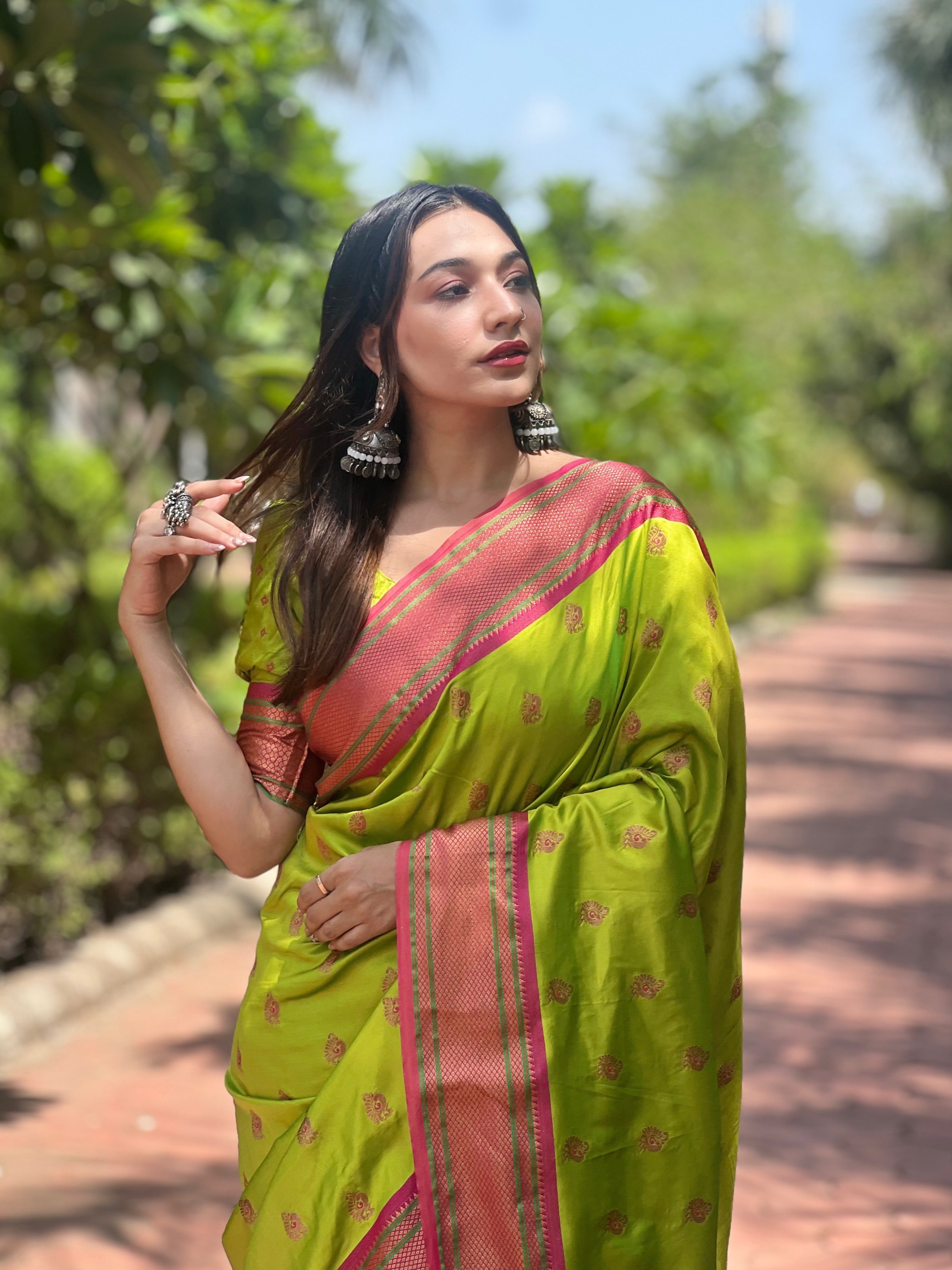 Mehendi Green Paithani Saree