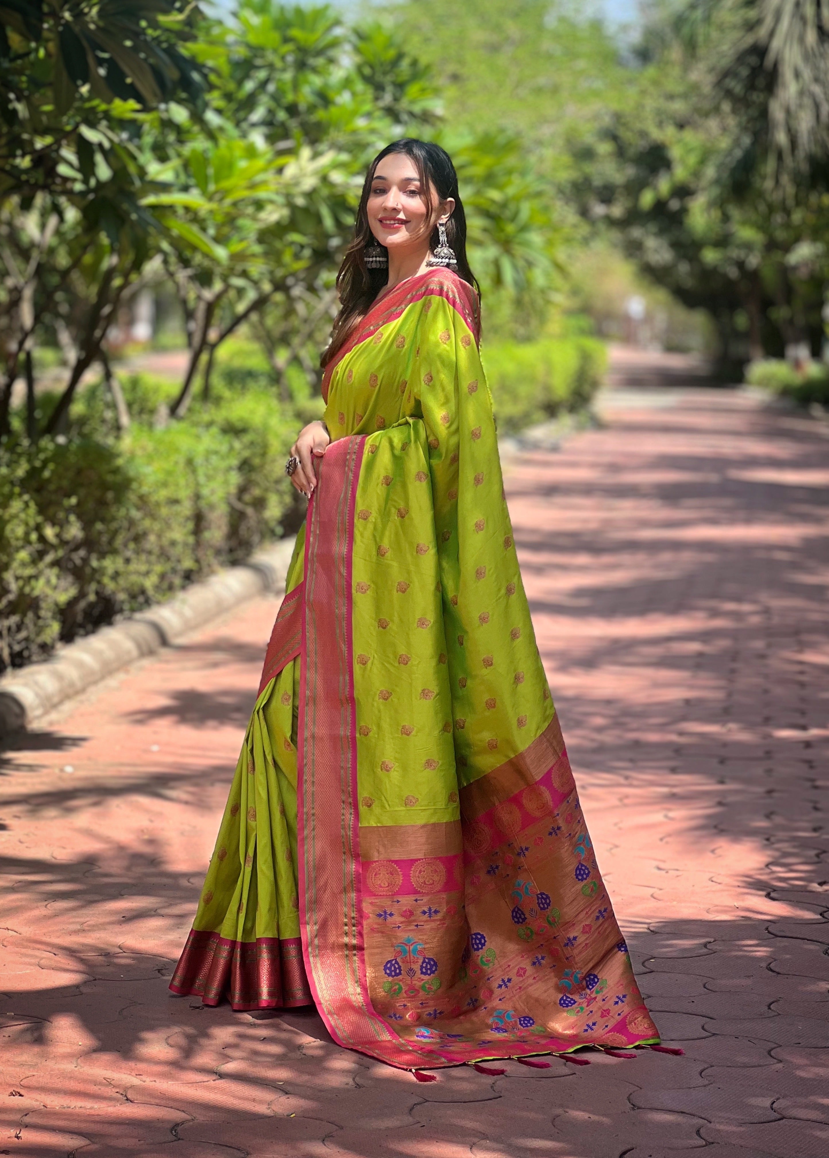 Mehendi Green Paithani Saree