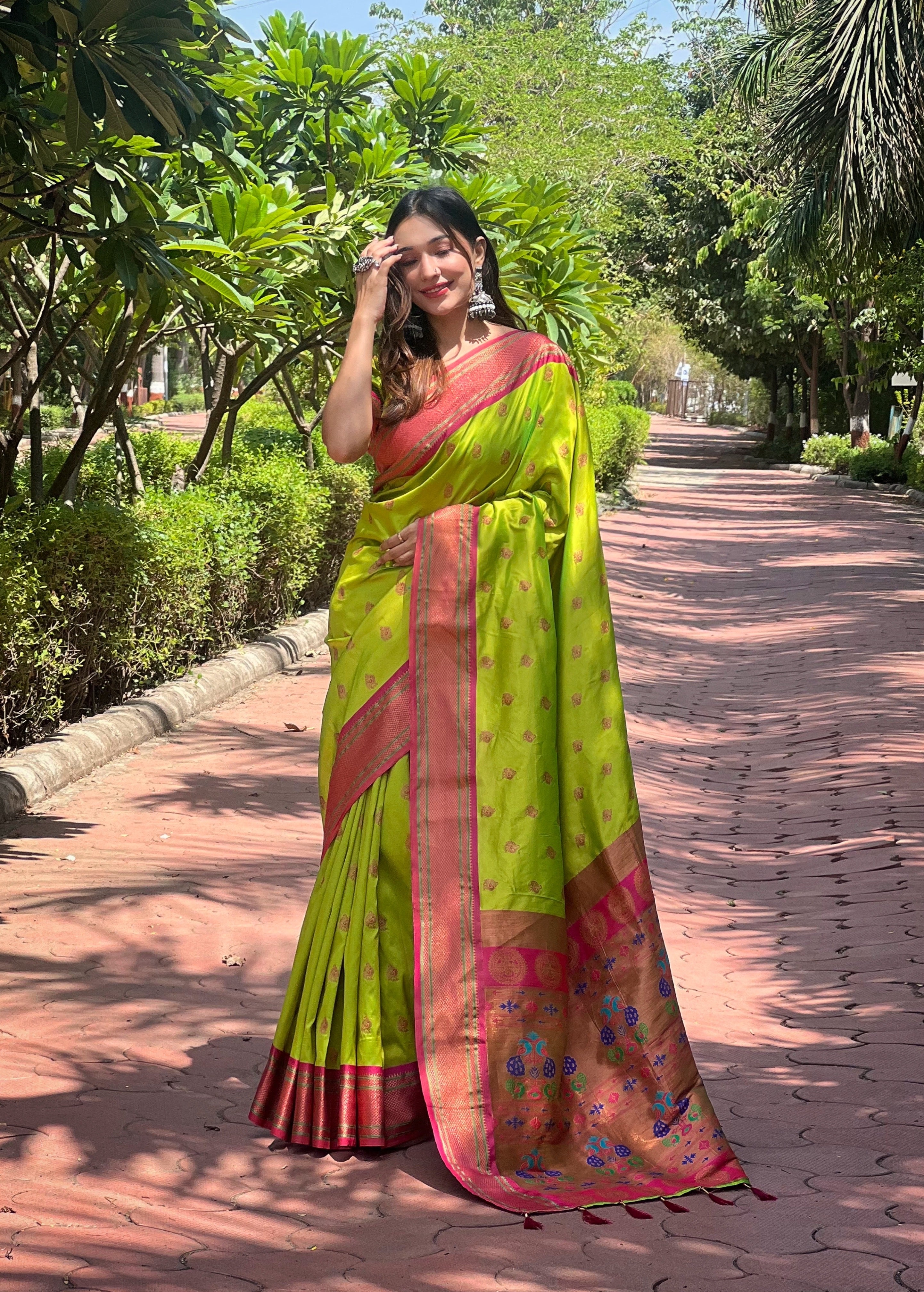 Mehendi Green Paithani Saree