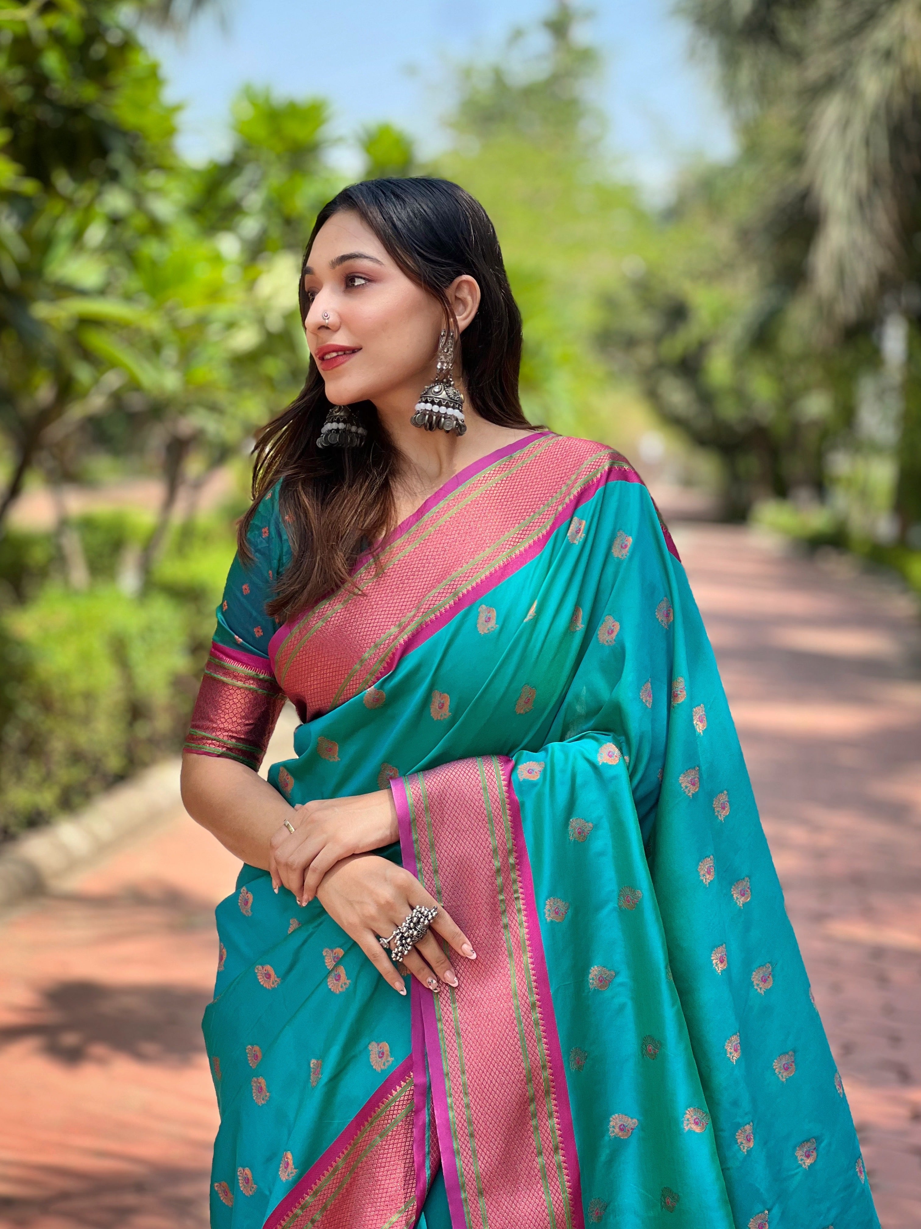 Rama Blue Paithani Saree