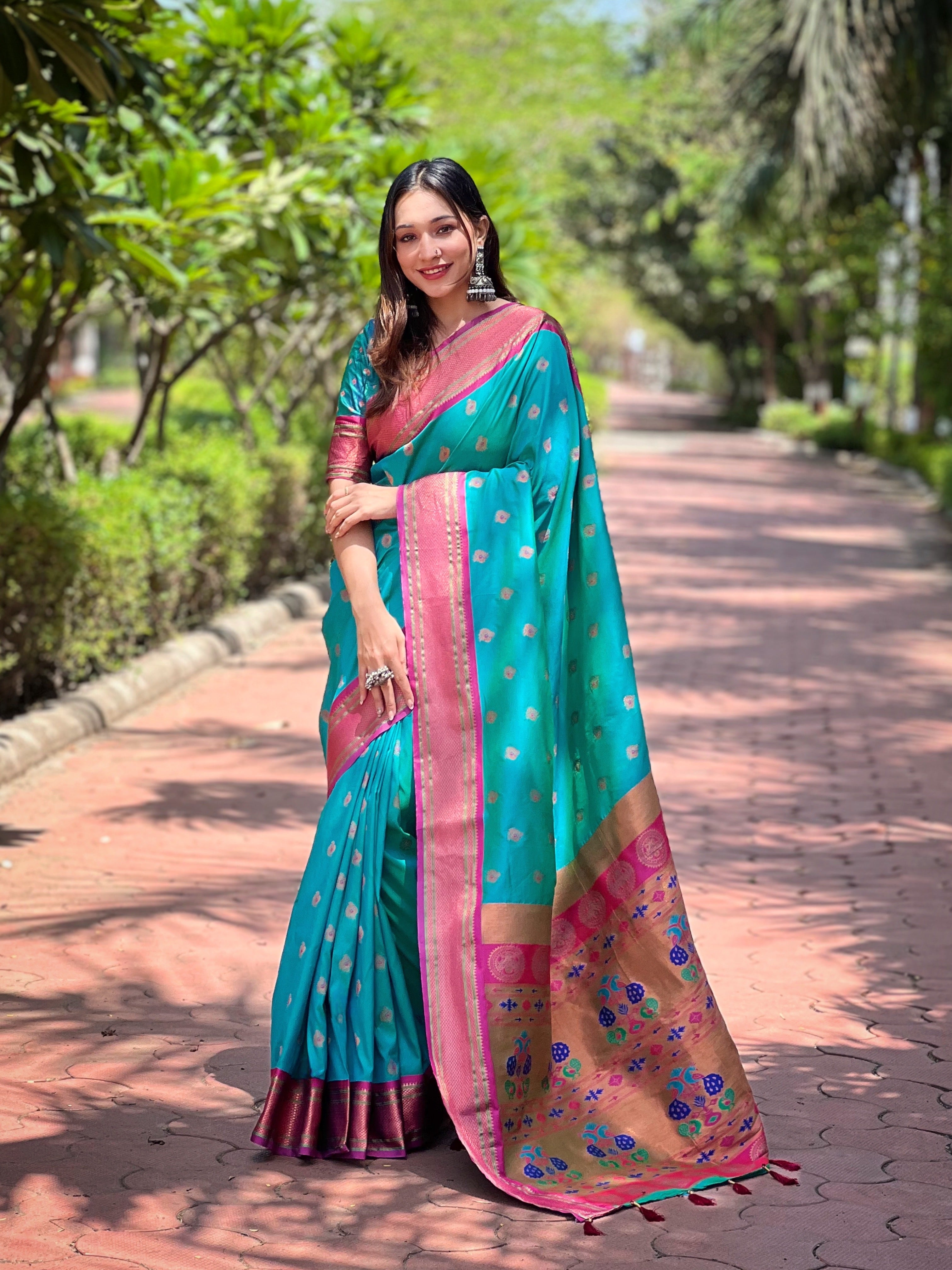 Rama Blue Paithani Saree