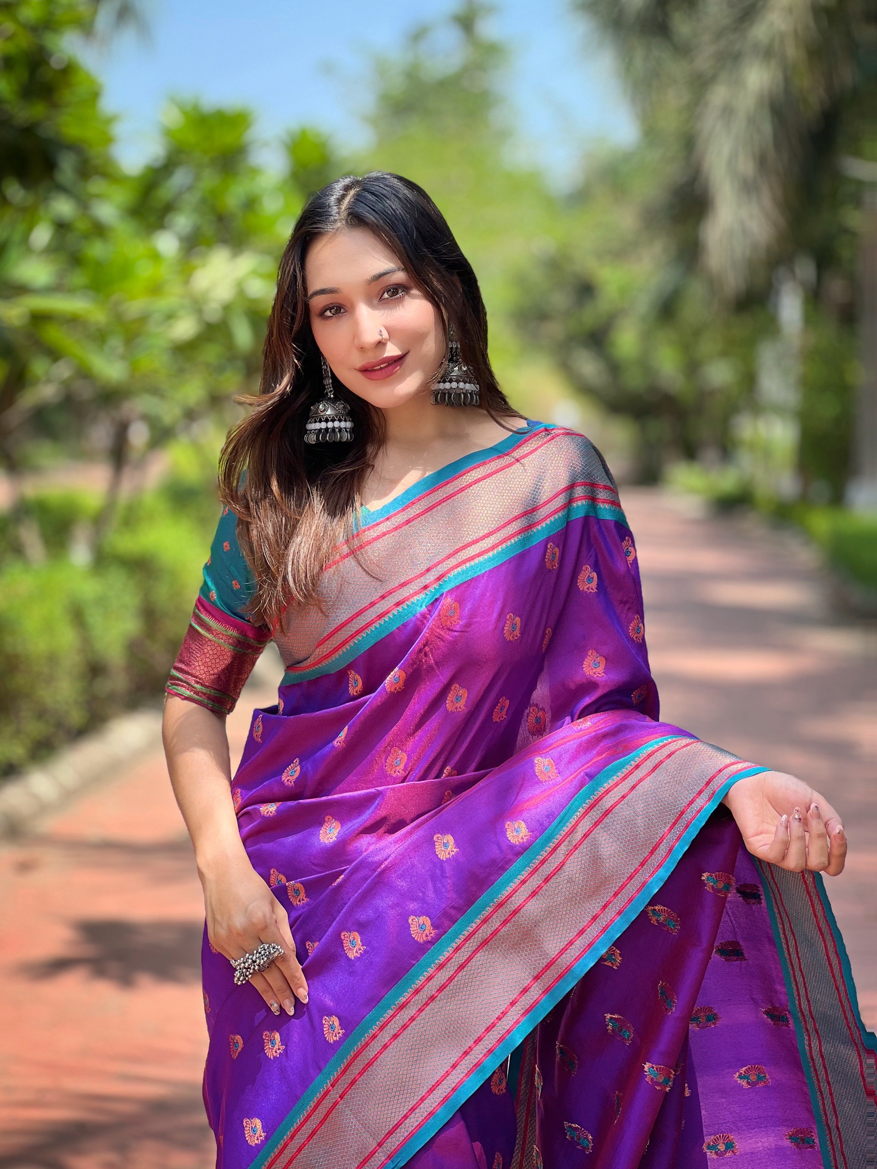 Violet Paithani Saree